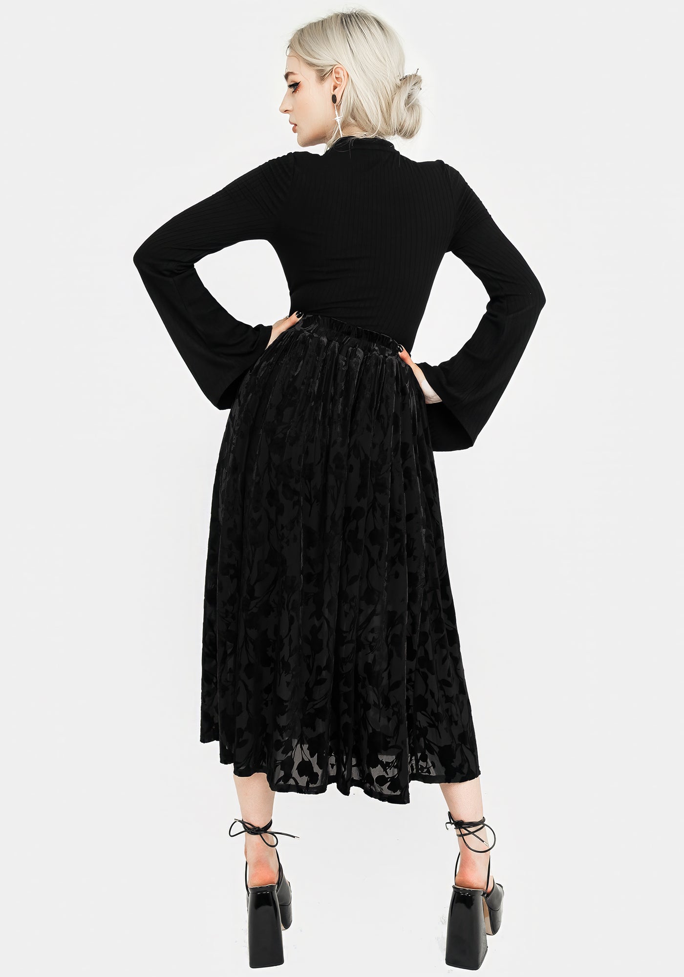 Ava Devoré Mesh Midi Skirt | Disturbia - Shop Women's Gothic