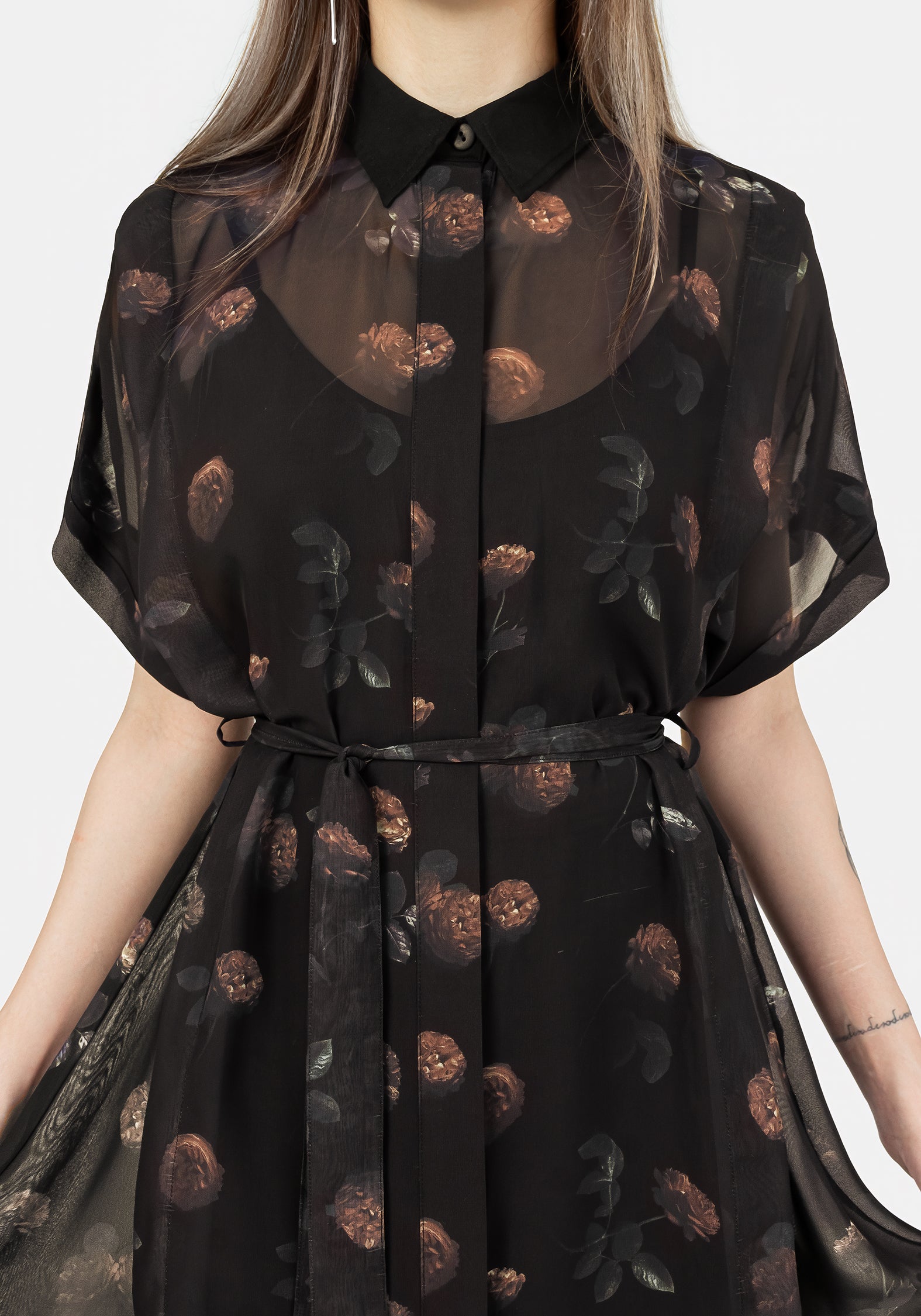 Monica Floral Chiffon Midi Shirt Dress | Disturbia
