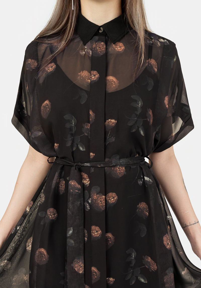 Monica Floral Chiffon Midi Shirt Dress Monica Floral Chiffon Midi Shirt Dress