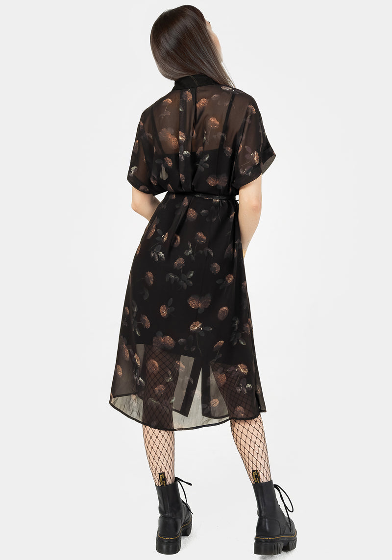 Monica Floral Chiffon Midi Shirt Dress