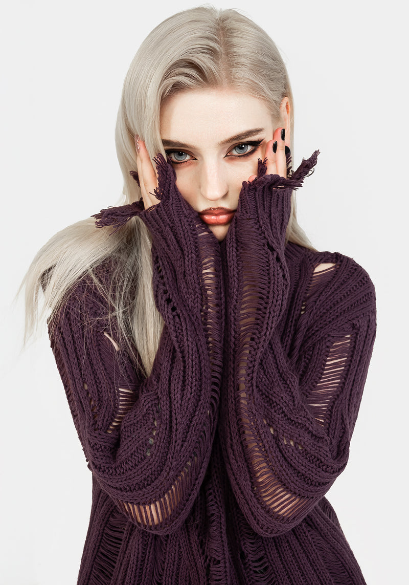 Dayglo Relaxed Knit Jumper in Lavender Mist