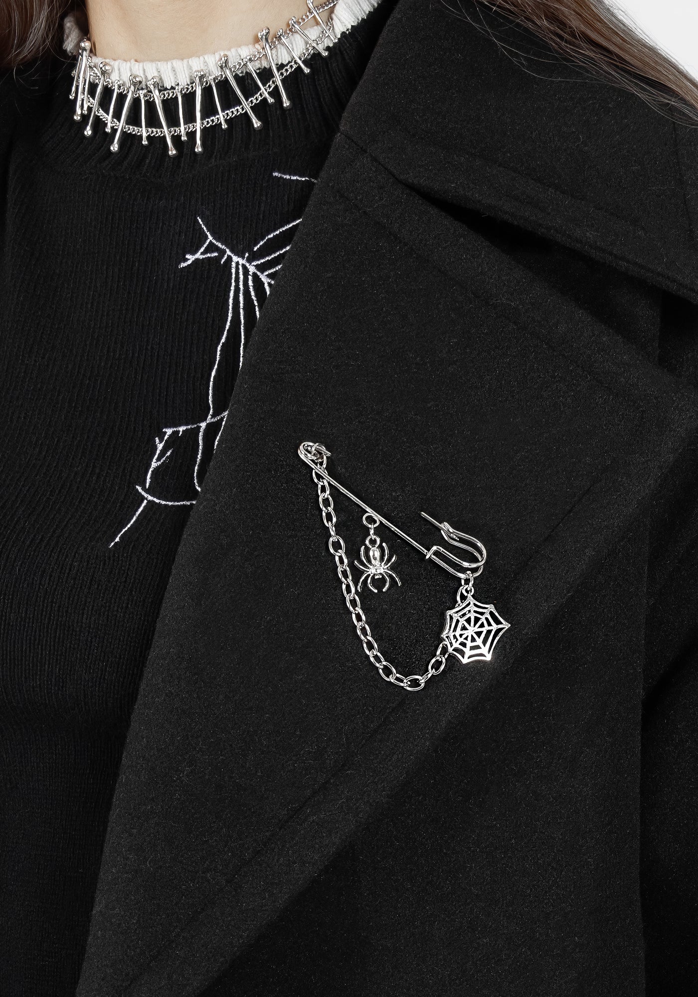 Meltdown Oversized Coat with Brooch - Black | Disturbia - Shop
