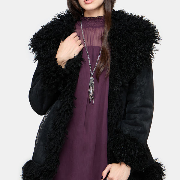 00’s Gothic fur gimmick mouton coat 平成 黒 Ygritte Faux Fur Coat | Disturbia - Shop Women's Gothic