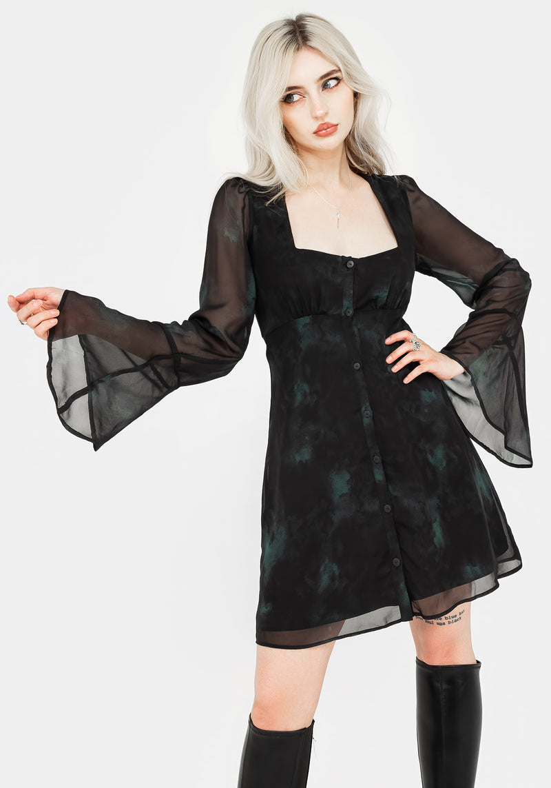 Lichen Bell Sleeve Chiffon Mini Dress