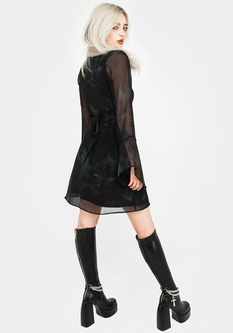 Lichen Bell Sleeve Chiffon Mini Dress
