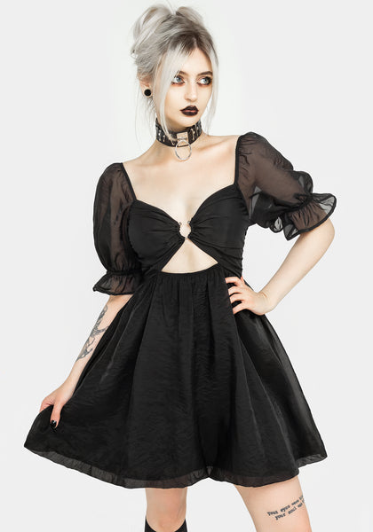 l*e様 Kashiko Puff Preppy Mini Dress Blac Tiffany Organza Puff Mini Dress | Disturbia - Shop Women's Gothic