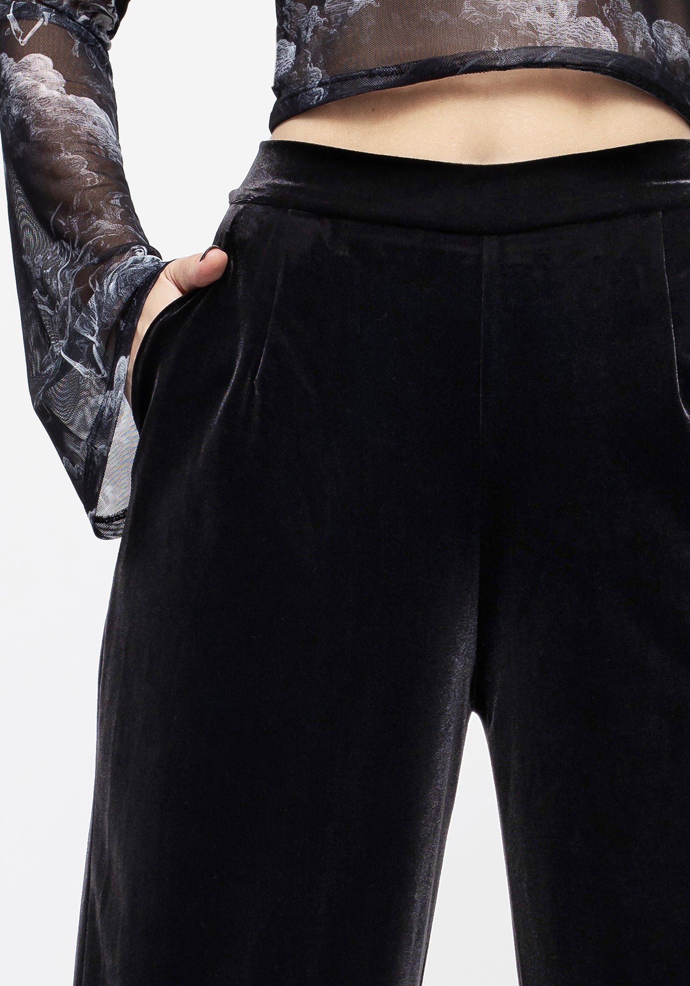 Valeria Velour Wide Leg Trousers | Disturbia - Shop Women's Gothic