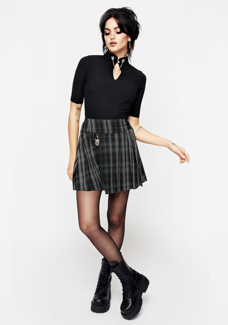 Fenrir Pleated Check Mini Skirt