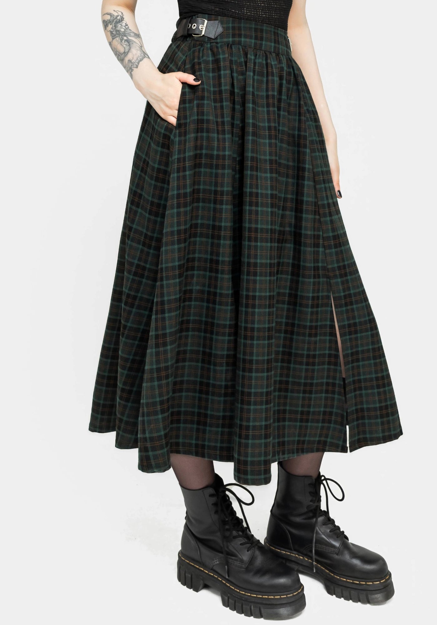 Nightingale Buckled Check Midi Skirt | Disturbia - Shop Women's