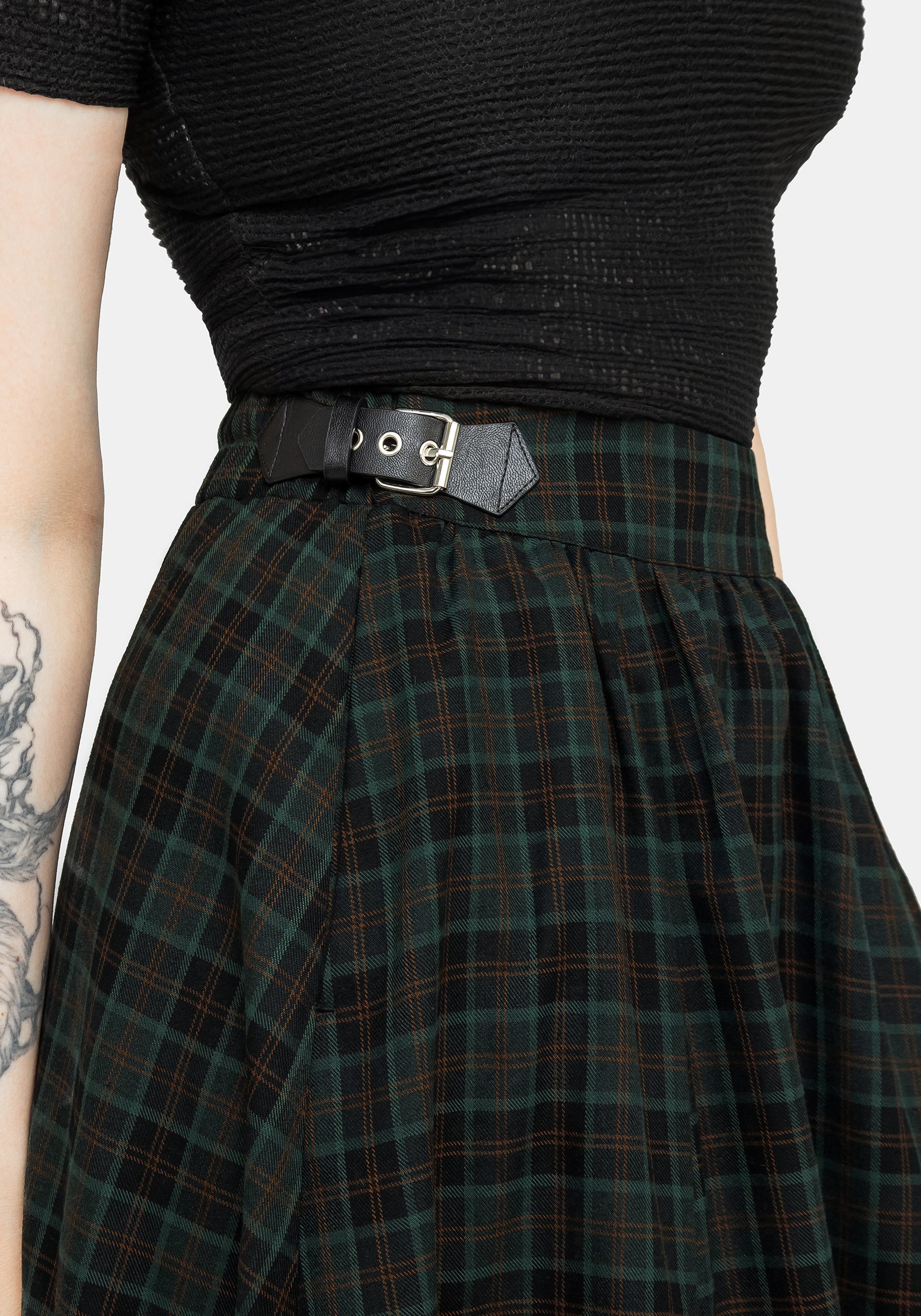 Nightingale Buckled Check Midi Skirt | Disturbia - Shop Women's