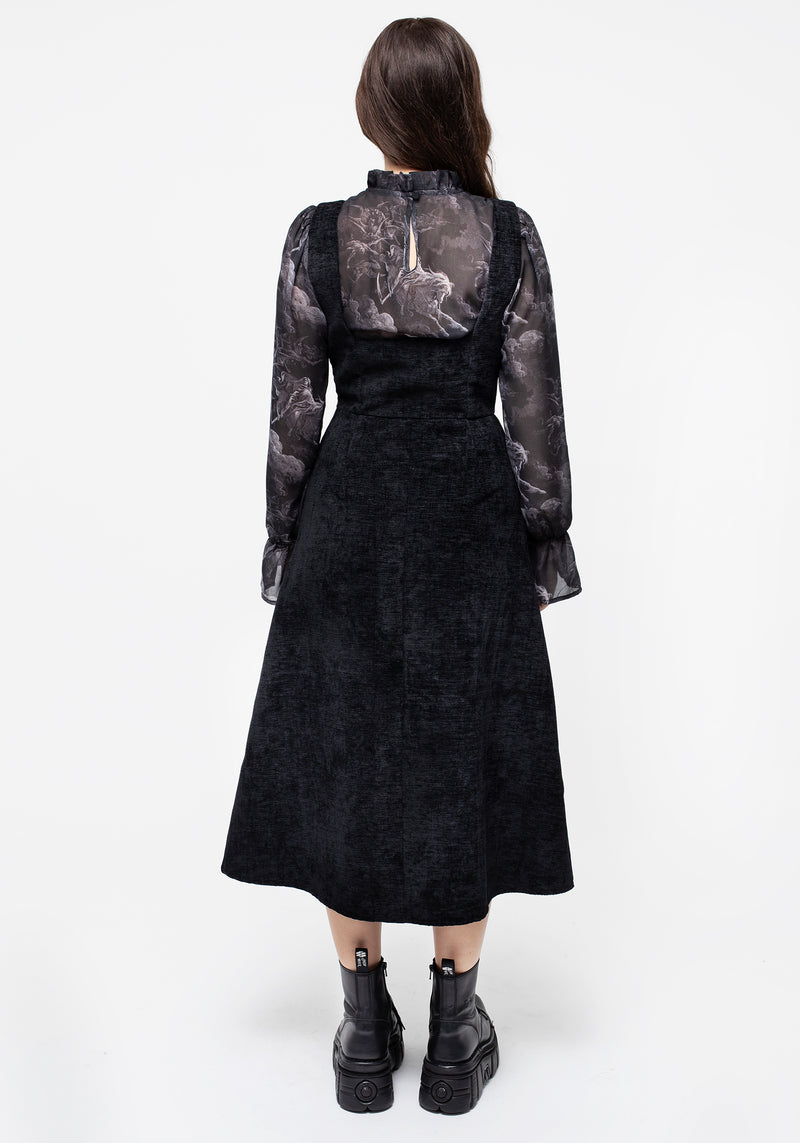 Valar Lace Up Midi Pinafore Dress | Disturbia - Shop Women's Gothic, Alternative & Dark Romantic Fashion, Accessories & Homeware Valar Lace Up Midi Pinafore Dress | Disturbia - Shop Women's Gothic, Alternative & Dark Romantic Fashion, Accessories & Homeware
