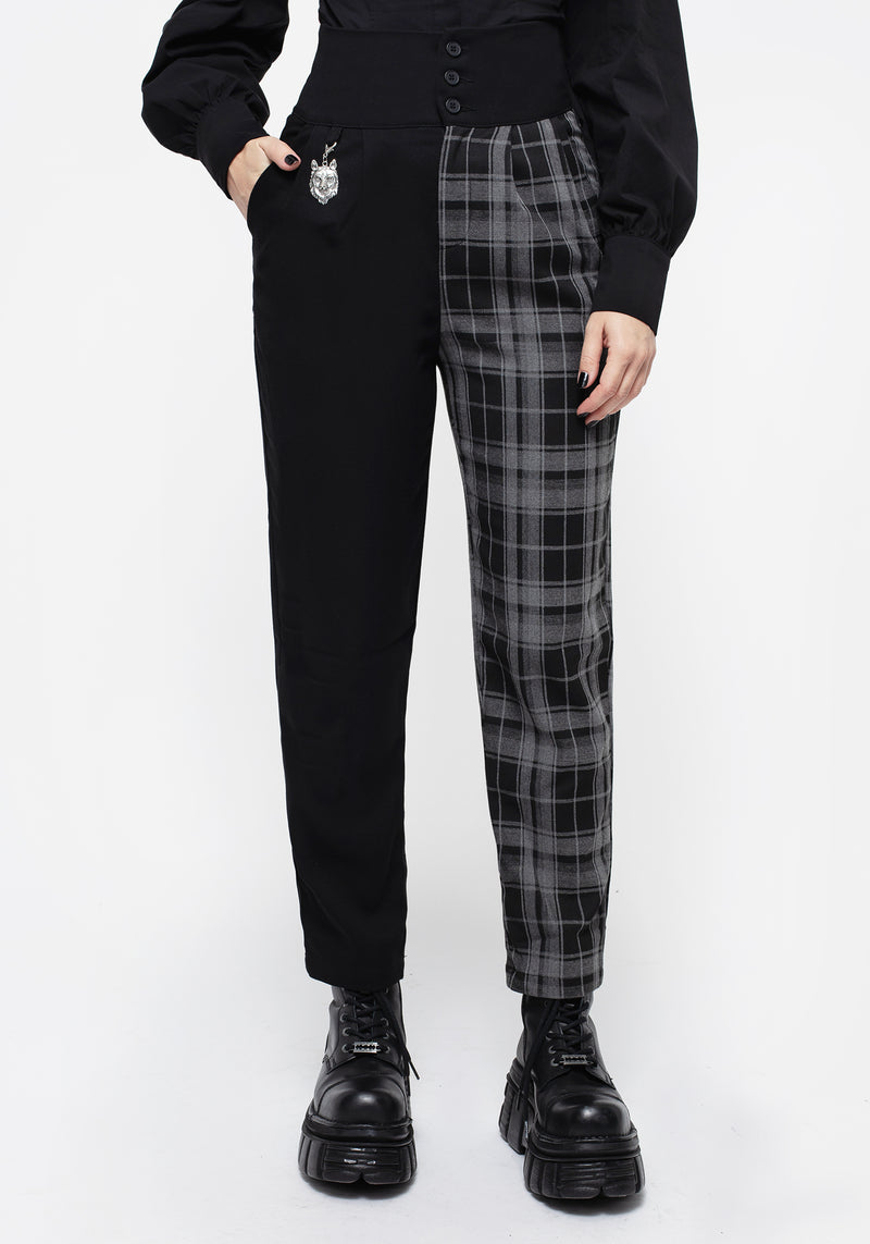 Fenrir High Waisted Check Tapered Trousers
