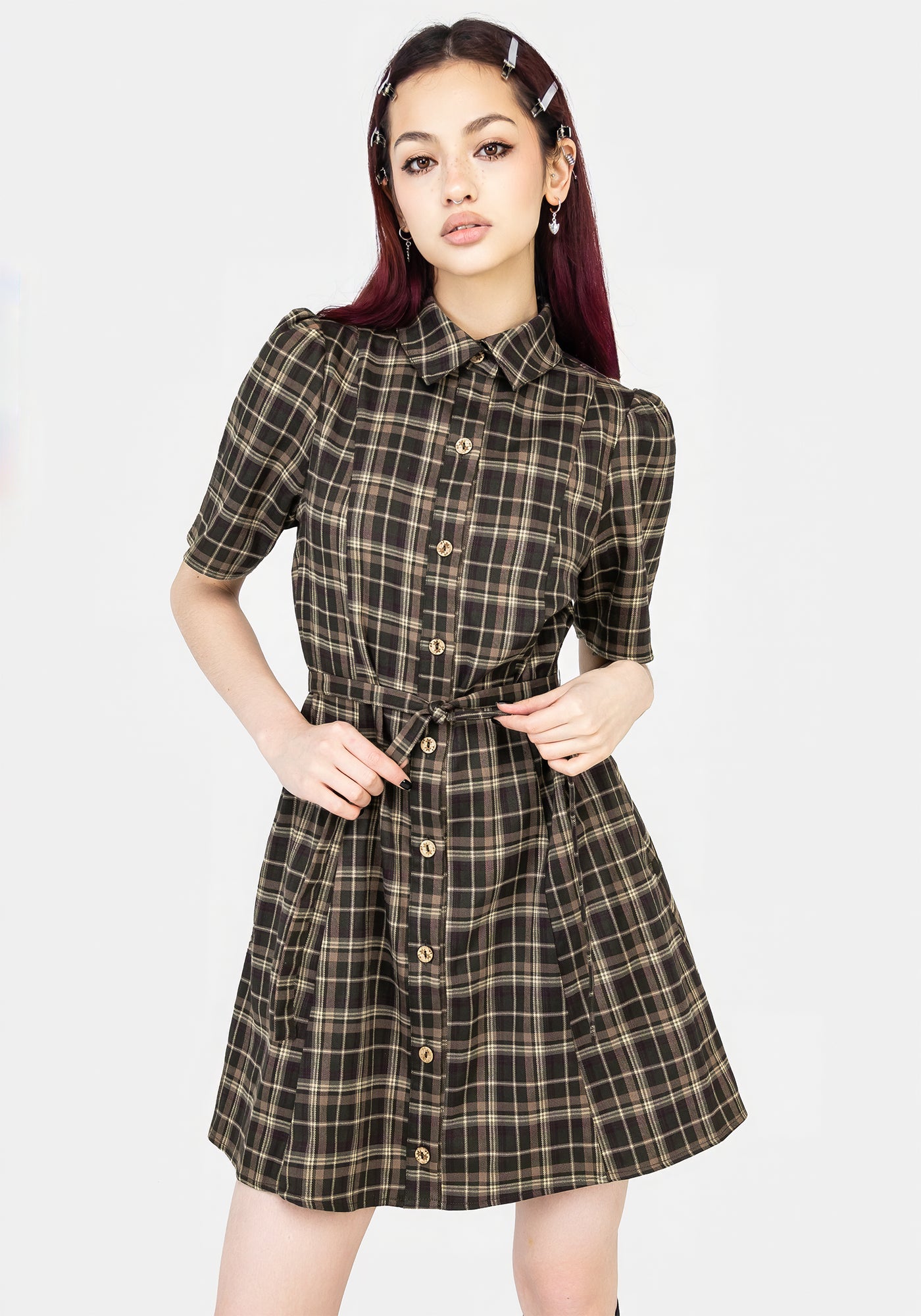 新品タグ付き　Checked Shirt Mini Dress　S AW23Y519_BEATRICECHECKMINISHOR