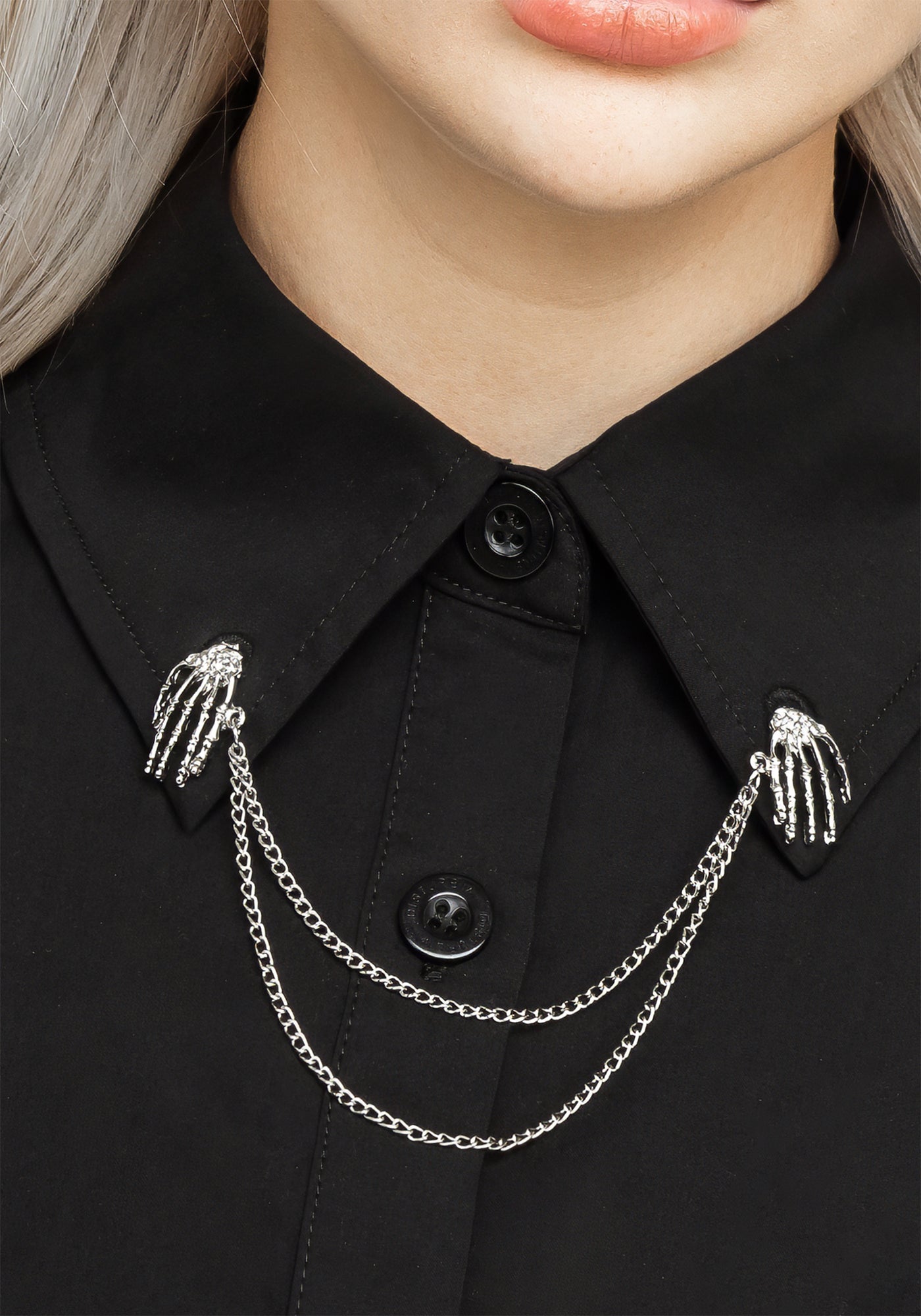 Chiromancy Collar Loose Fit Shirt Black Disturbia Shop