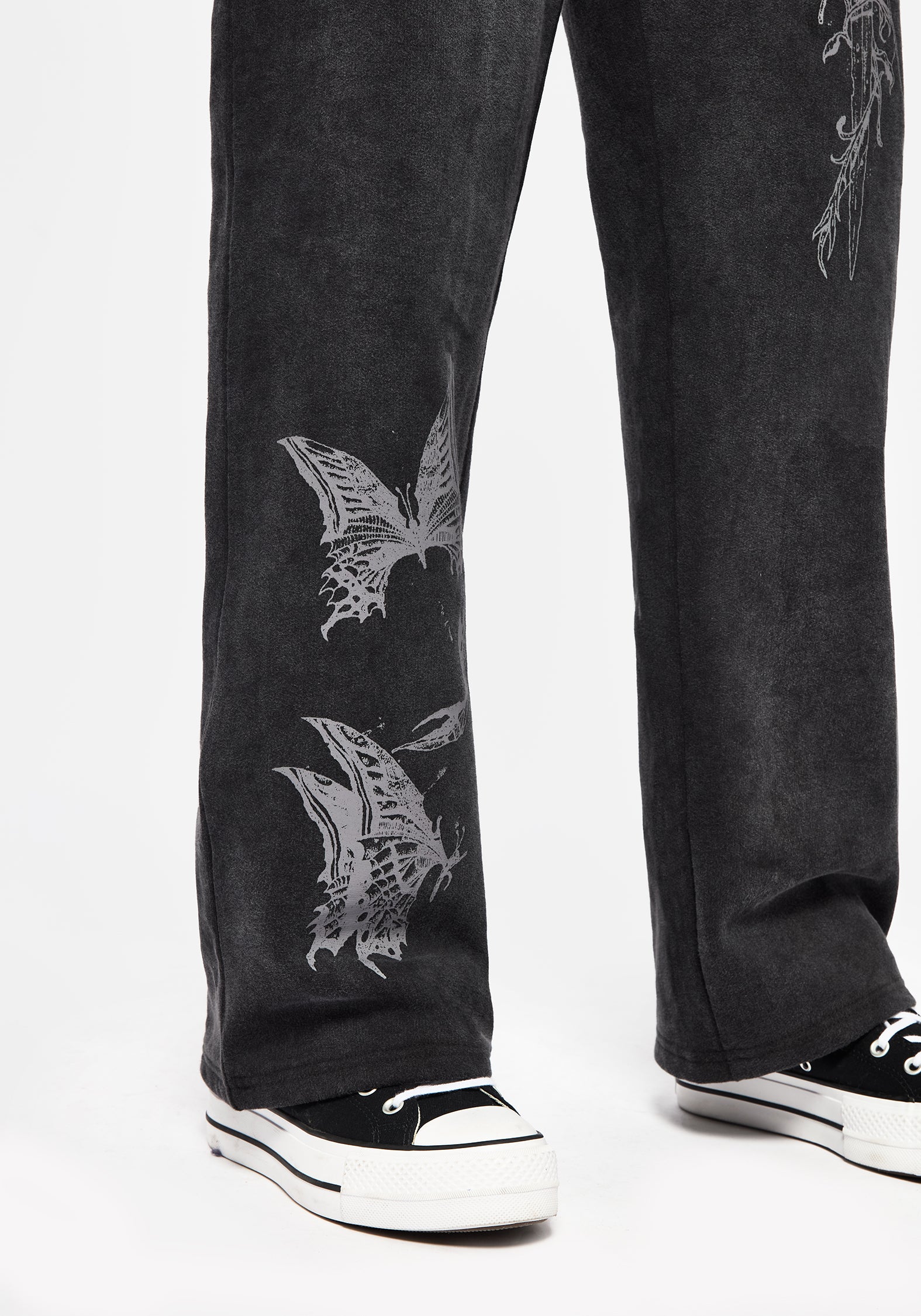Entwined Rose Graphic Print Straight Leg Sweatpants