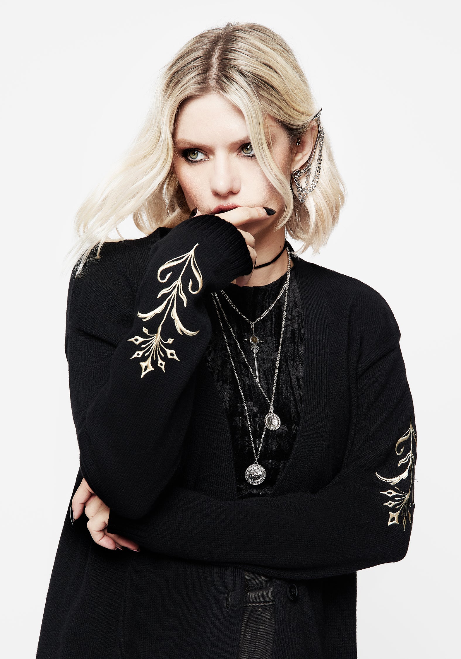 Hester Embroidered Knit Longline Cardigan | Disturbia - Shop