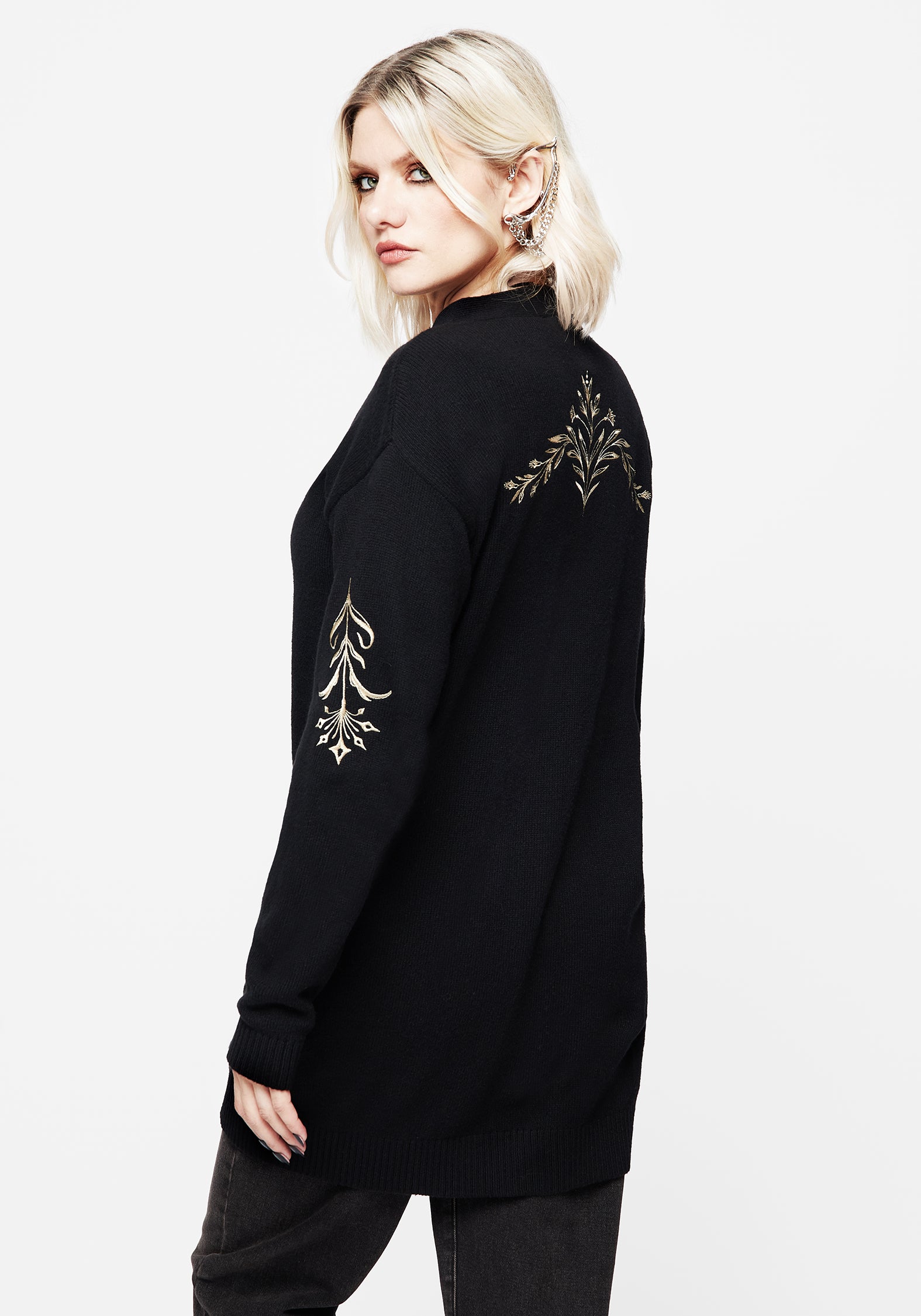Hester Embroidered Knit Longline Cardigan | Disturbia - Shop