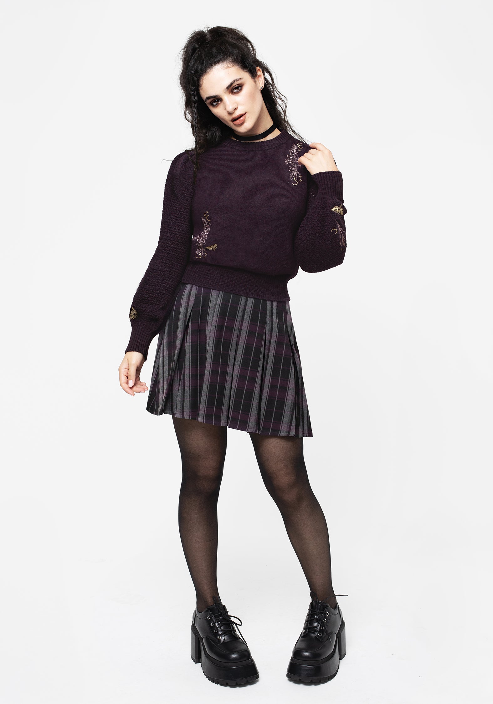 Foxglove Embroidered Knit Sweater