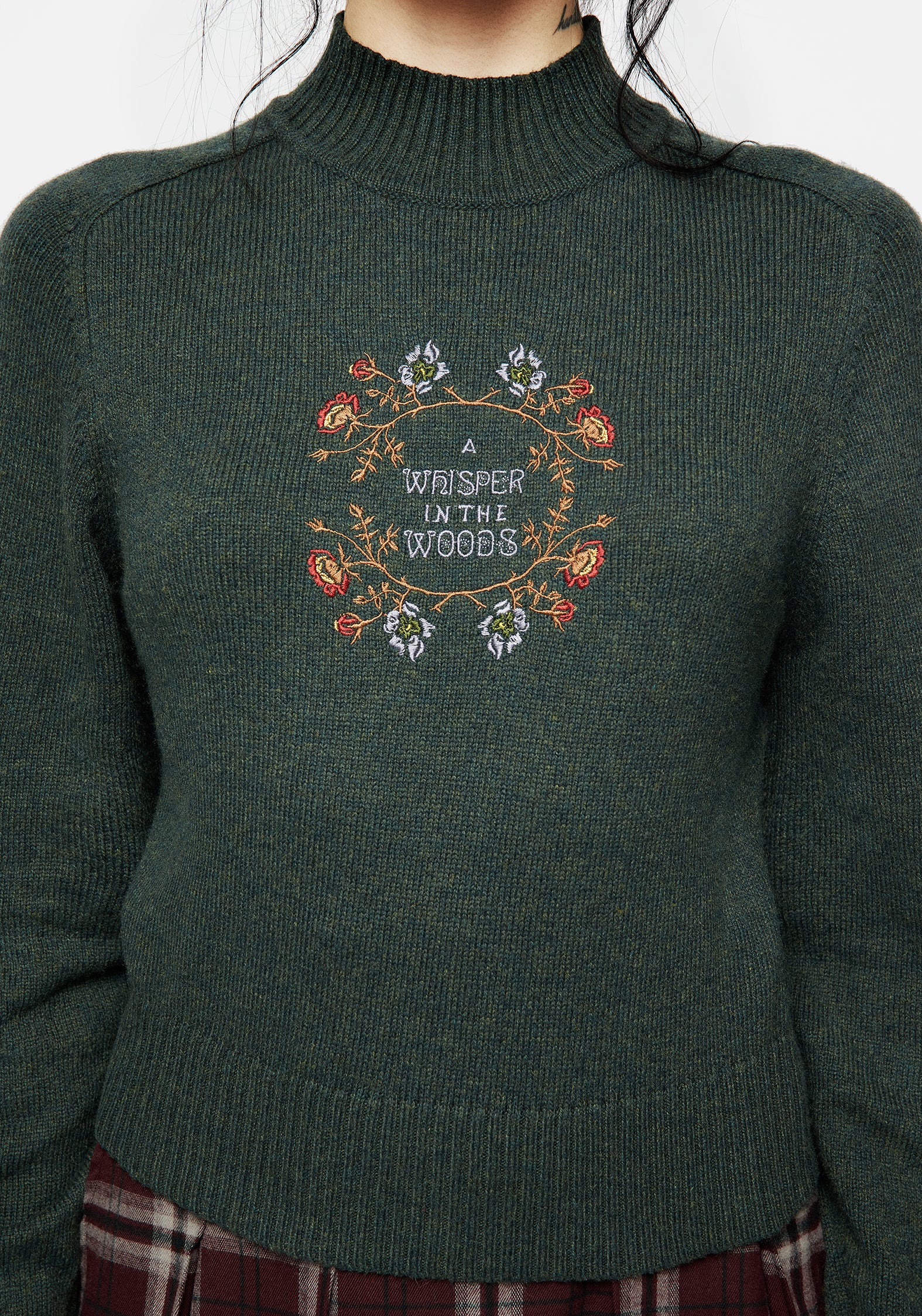 Whisper Mock Neck Embroidered Knit Sweater | Disturbia - Shop