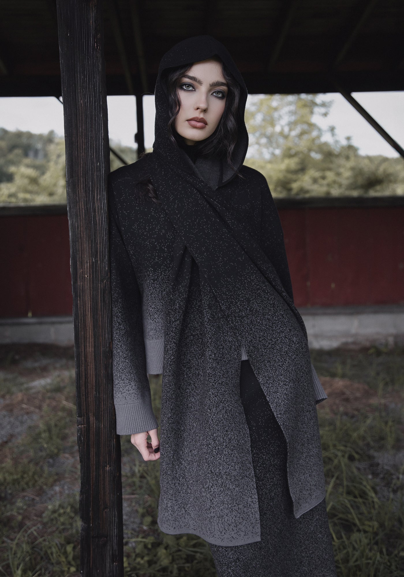 Nightjar Ombre Knit Hooded Scarf | Disturbia - Shop Women's Gothic