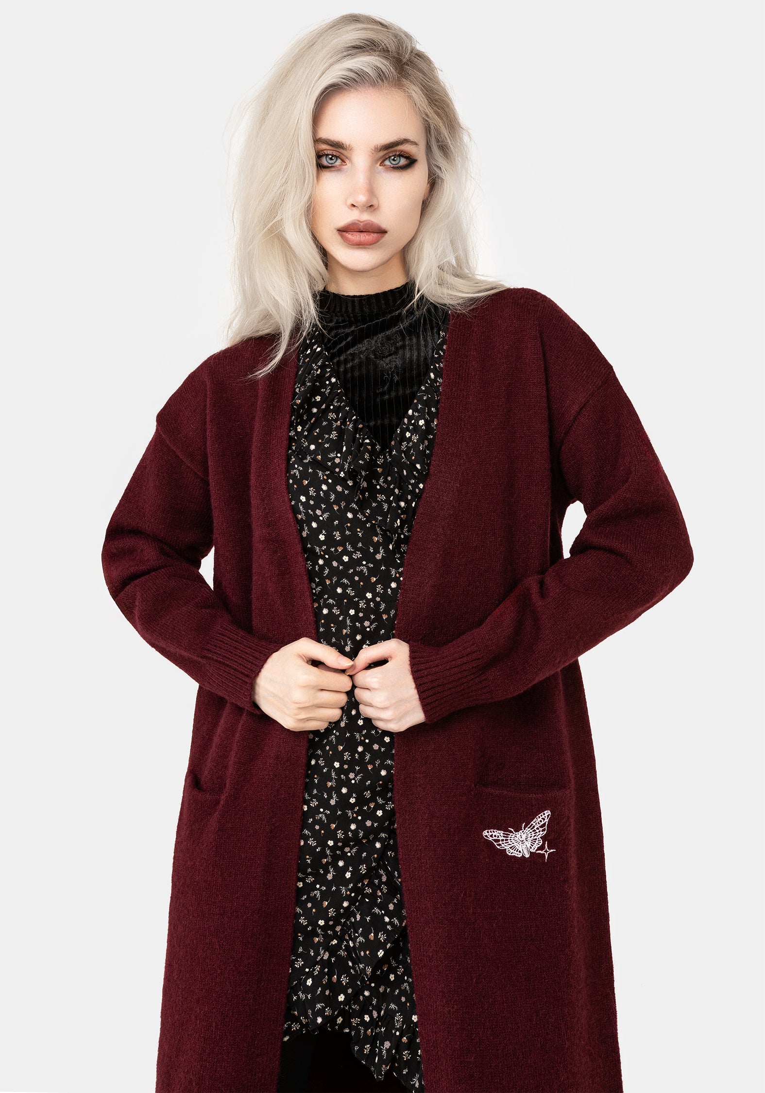 Rosamoth Embroidered Knit Longline Cardigan | Disturbia - Shop