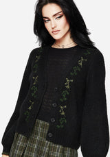 Dawsonia Embroidered Knit Crop Cardigan