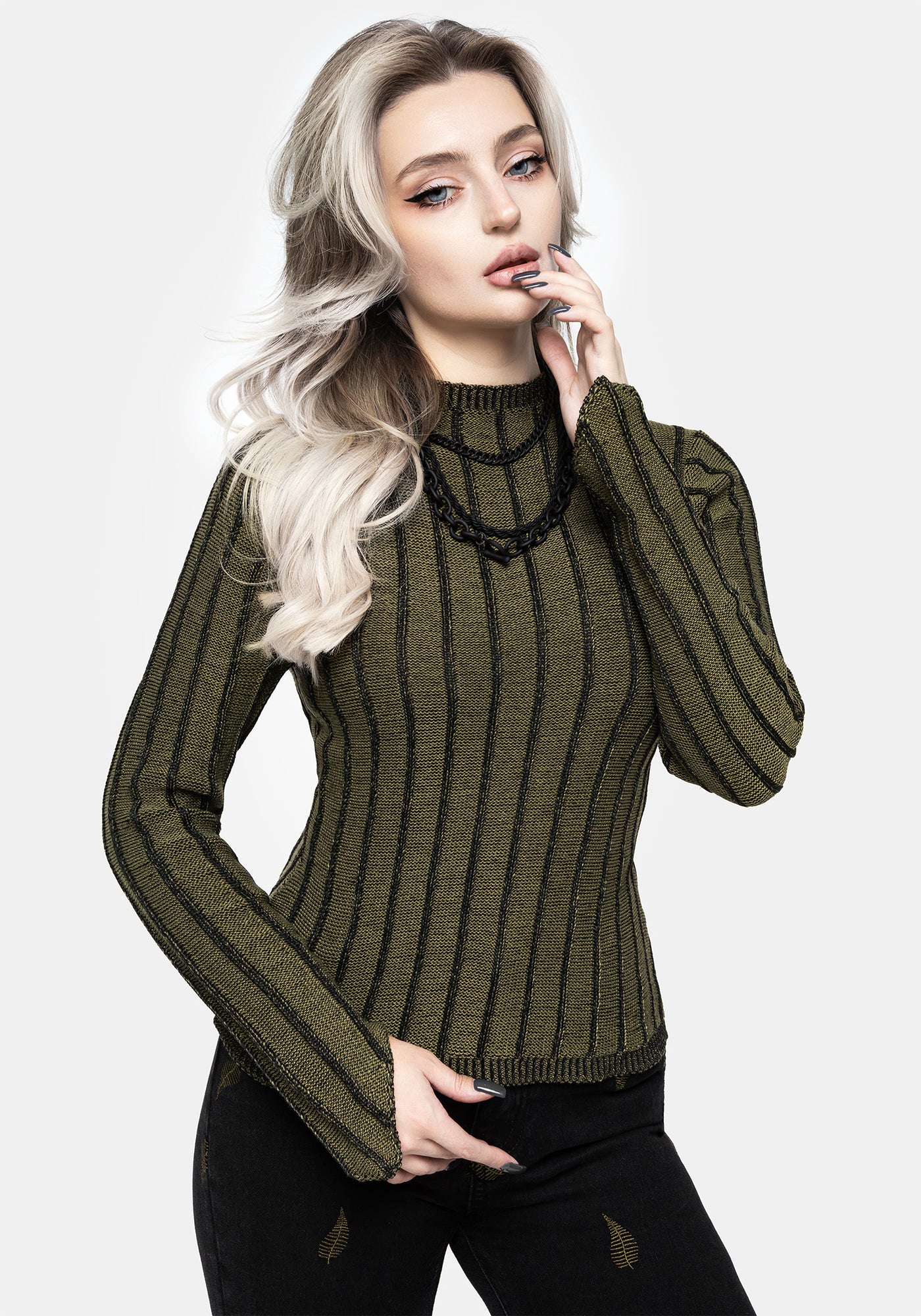 Myrsina Plated Rib Knit Top – Disturbia
