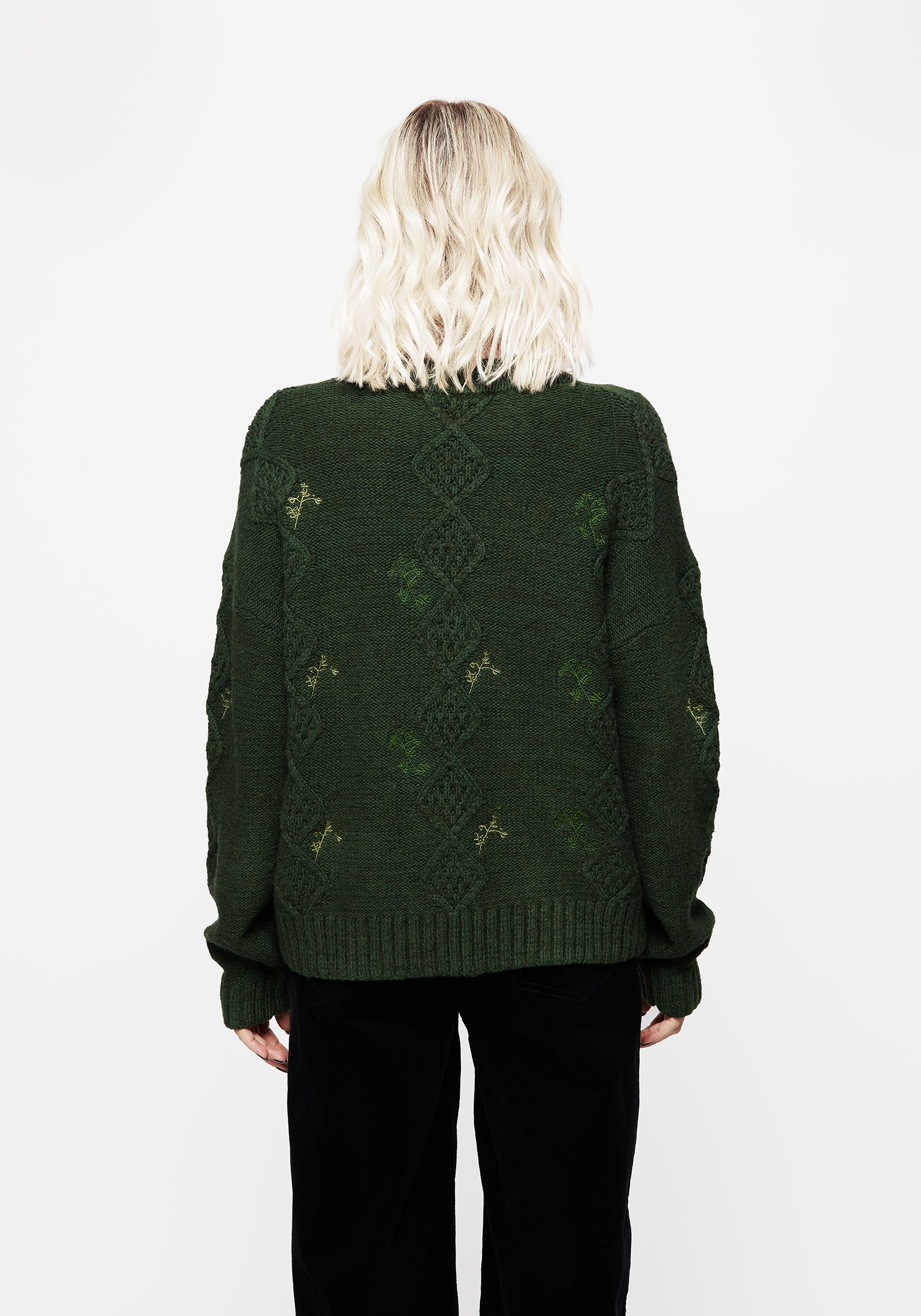 Barberry Embroidered Diamond Knit Sweater