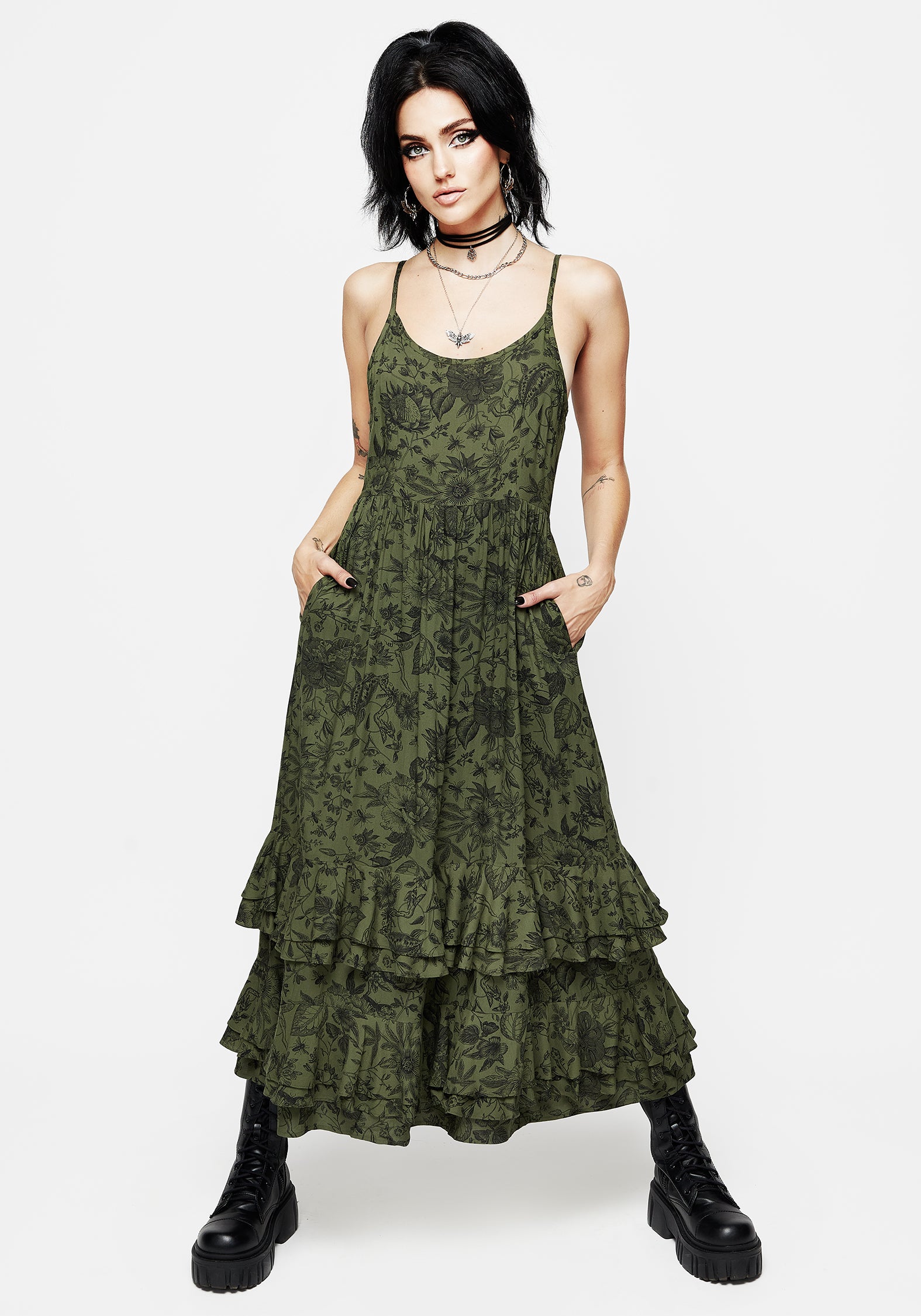 Meadowflowers Floral Print Tiered Midaxi Cami Dress | Disturbia