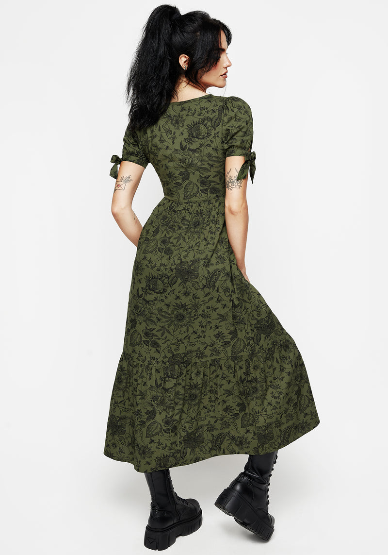 Meadowflowers Floral Print Button Up Tiered Midaxi Dress | Disturbia - Shop Women's Gothic, Alternative & Dark Romantic Fashion, Accessories & Homeware Meadowflowers Floral Print Button Up Tiered Midaxi Dress | Disturbia - Shop Women's Gothic, Alternative & Dark Romantic Fashion, Accessories & Homeware