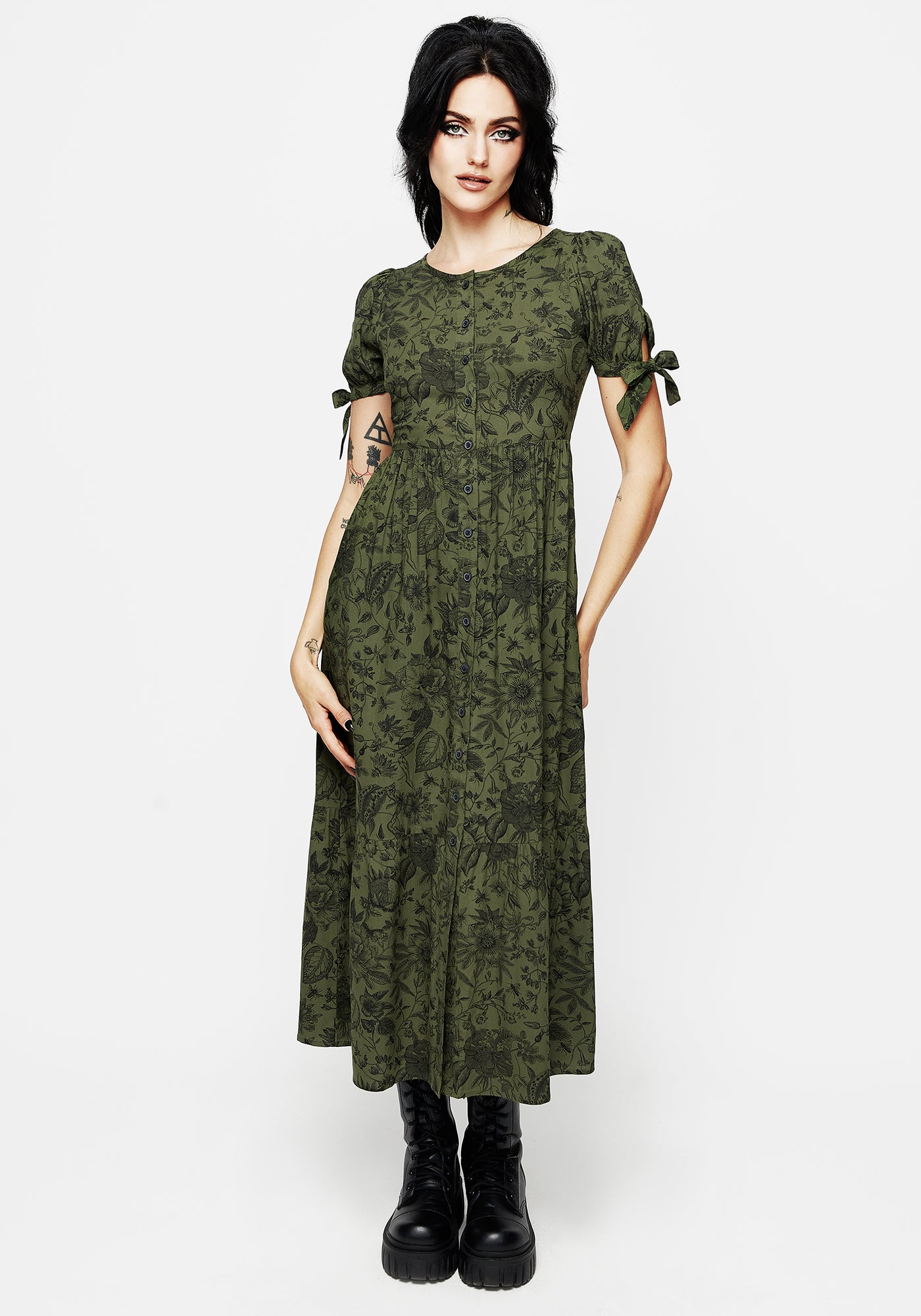 Meadowflowers Floral Print Button Up Tiered Midaxi Dress | Disturbia - Shop Women's Gothic, Alternative & Dark Romantic Fashion, Accessories & Homeware Meadowflowers Floral Print Button Up Tiered Midaxi Dress | Disturbia - Shop Women's Gothic, Alternative & Dark Romantic Fashion, Accessories & Homeware
