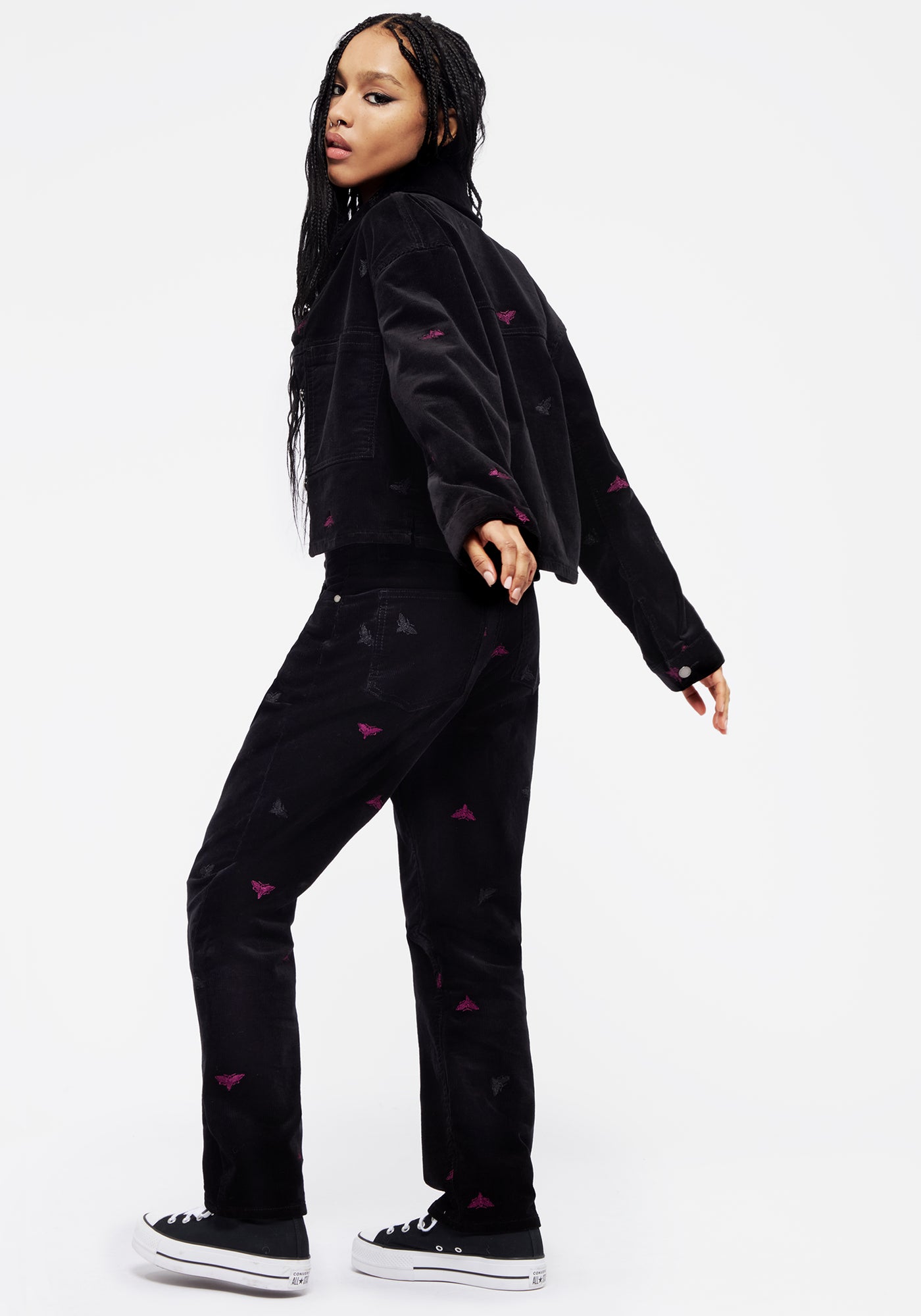 Styx Moth Embroidered Cord Shacket | Disturbia - Shop Women's