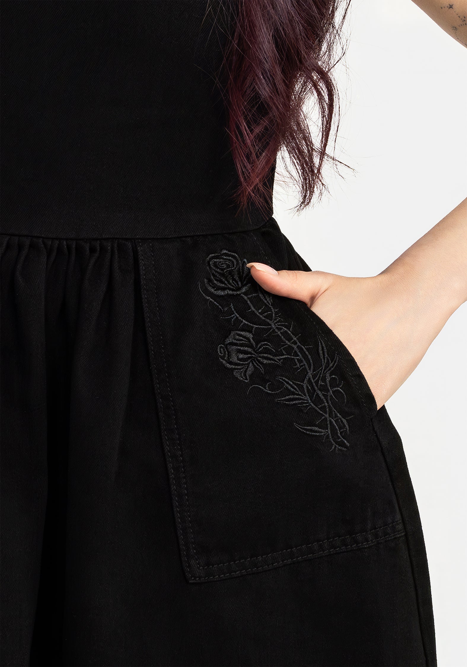 Deadhead Rose Embroidered Denim Mini Smock Dress | Disturbia - Shop ...