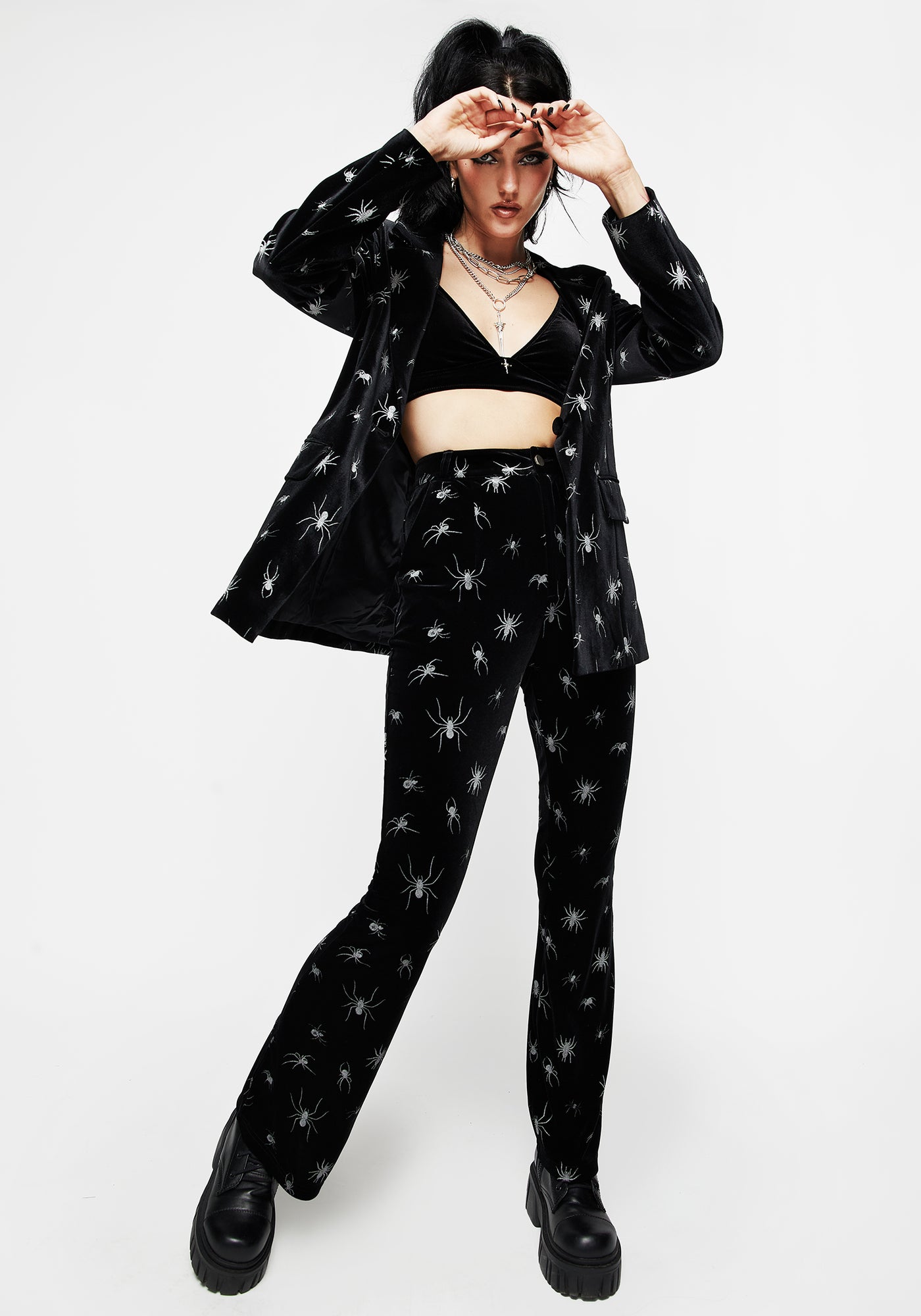 Spiro Foil Print Velour Blazer | Disturbia - Shop Women's Gothic