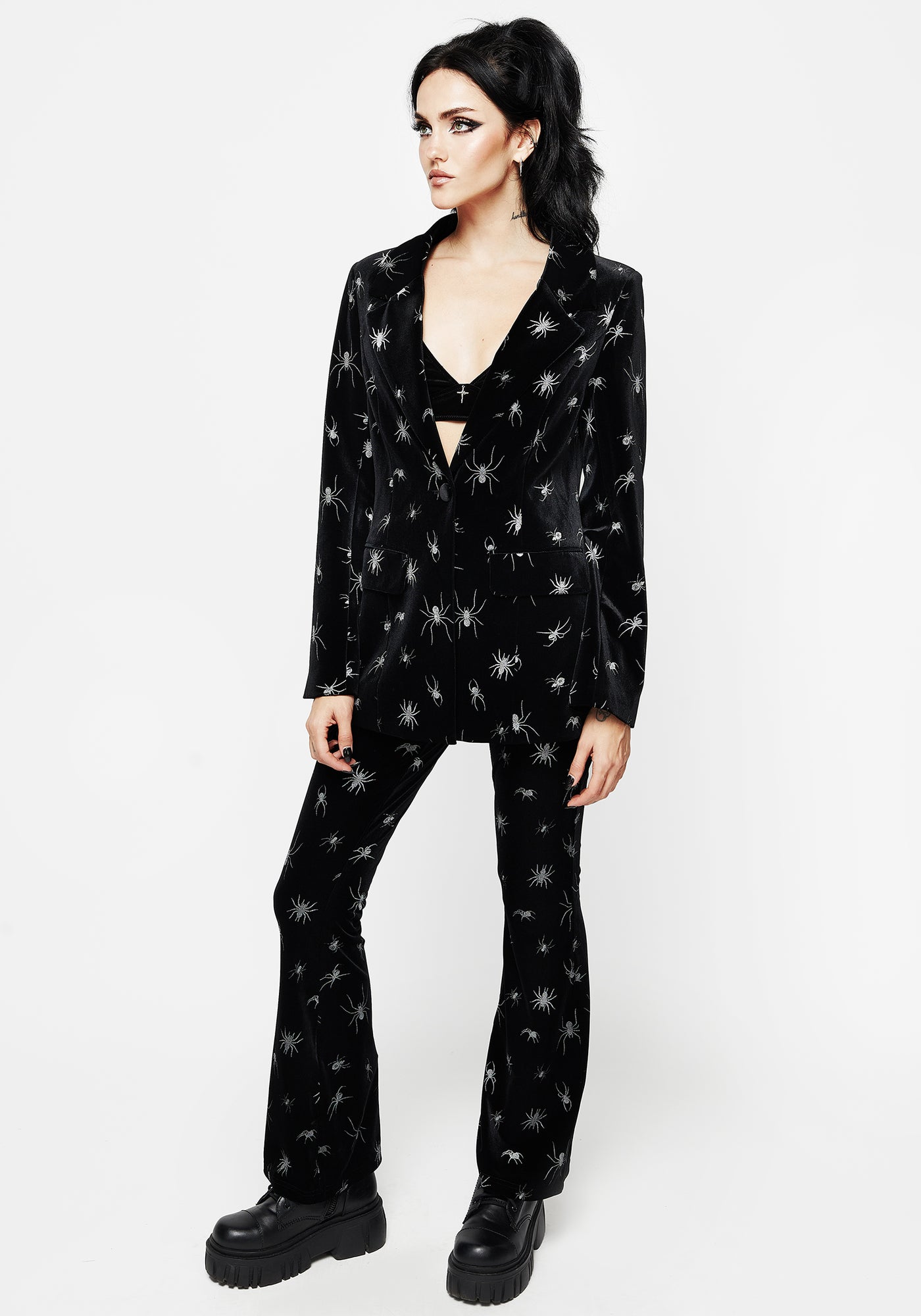 Spiro Foil Print Velour Blazer | Disturbia - Shop Women's Gothic