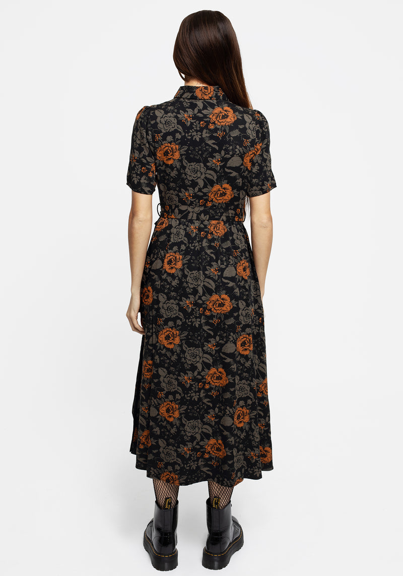 Mortify Floral Print Midi Shirt Dress Mortify Floral Print Midi Shirt Dress