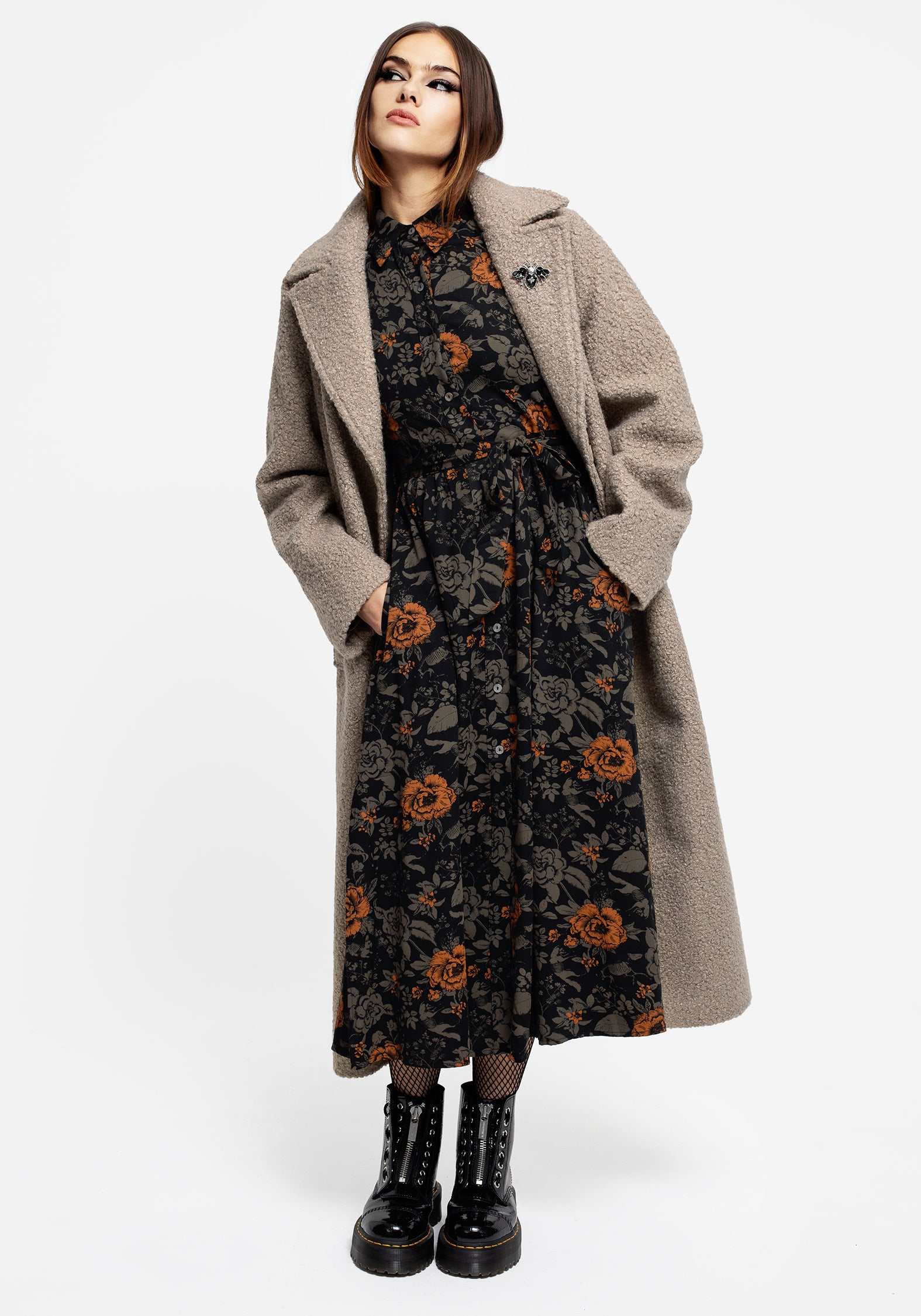 floral utility midi shirt dress & OTHER STORIES Floral Utility Midi Shirt Dress