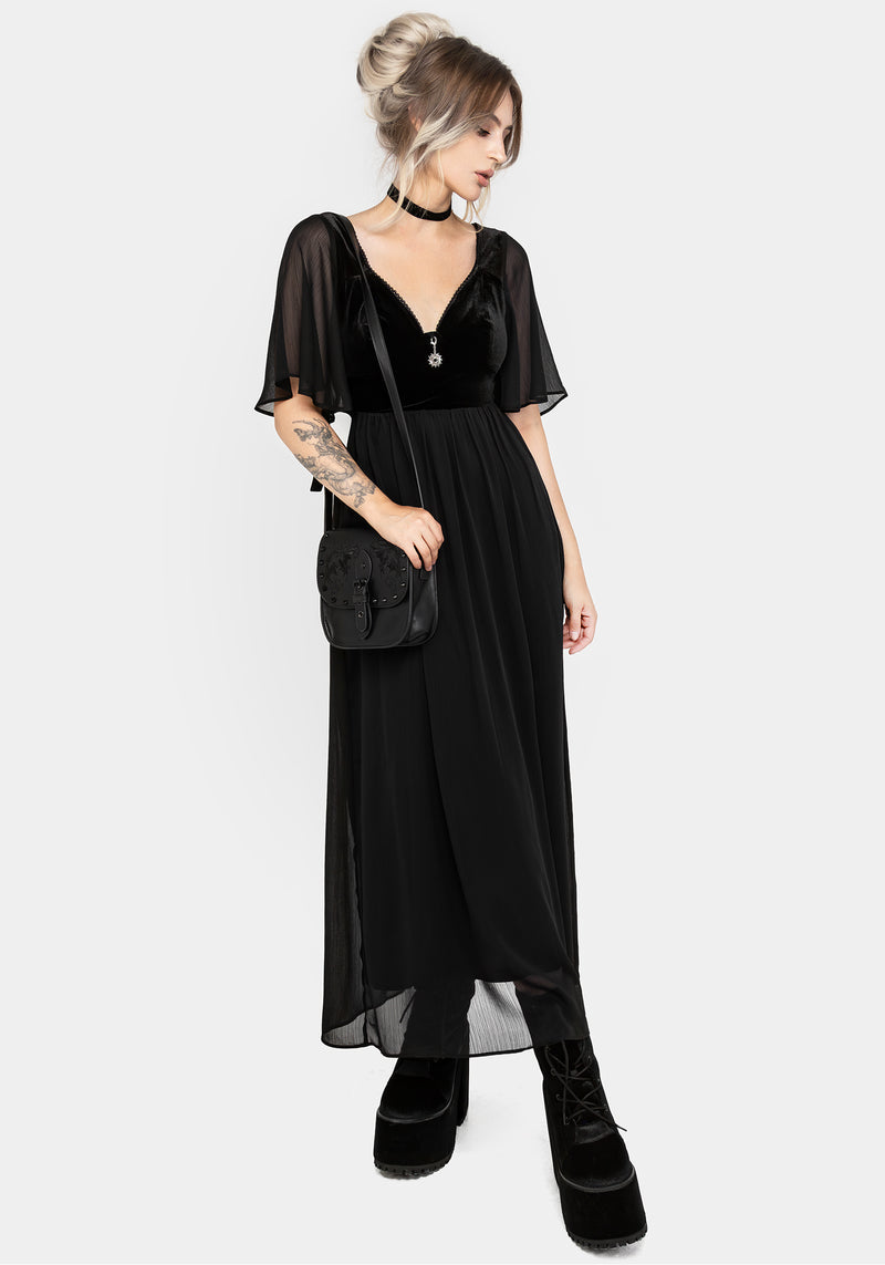 Oculist Chiffon Maxi Dress | Disturbia - Shop Women's Gothic, Alternative & Dark Romantic Fashion, Accessories & Homeware Oculist Chiffon Maxi Dress | Disturbia - Shop Women's Gothic, Alternative & Dark Romantic Fashion, Accessories & Homeware