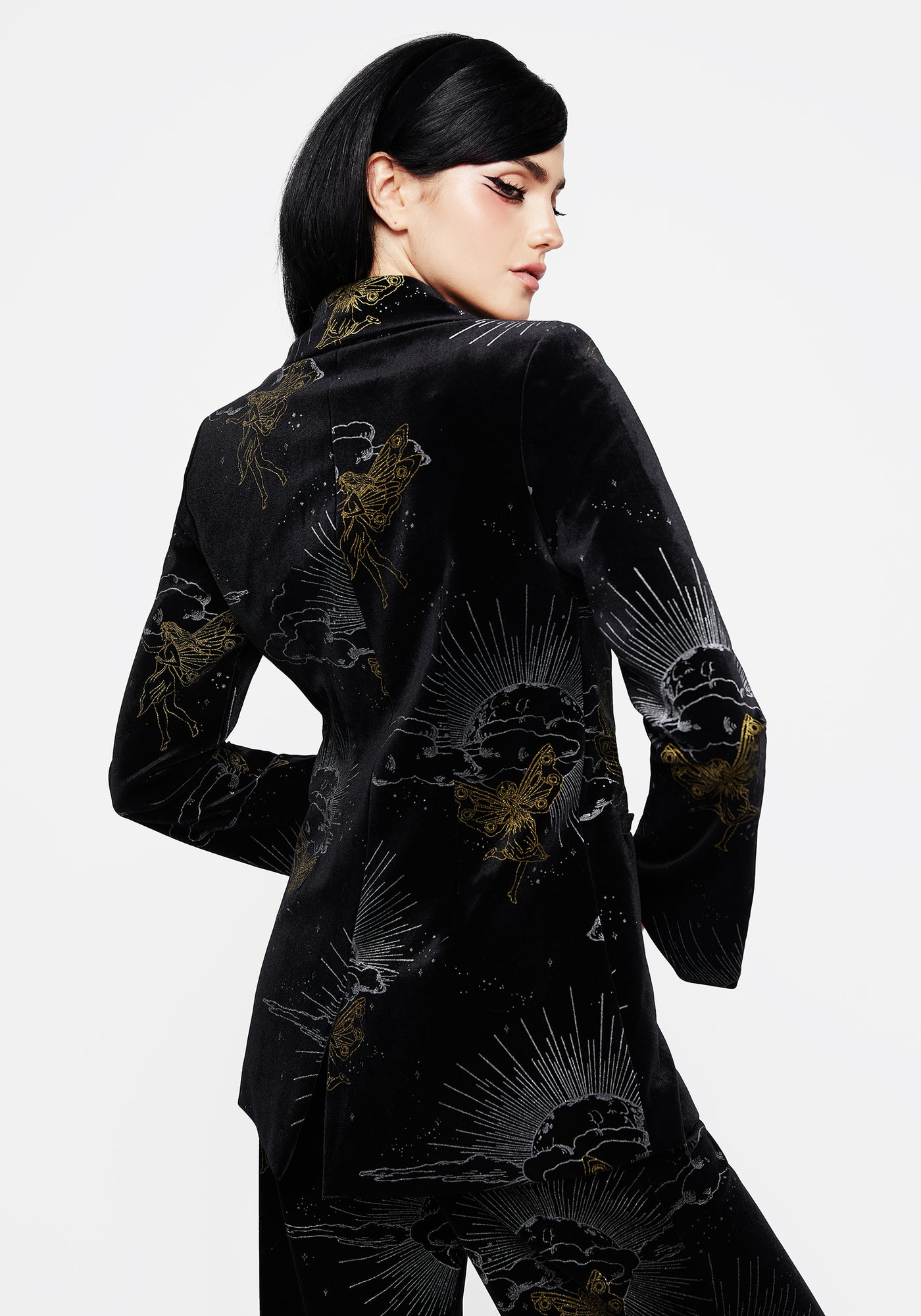 Adelina Foil Print Velour Blazer | Disturbia - Shop Women's Gothic