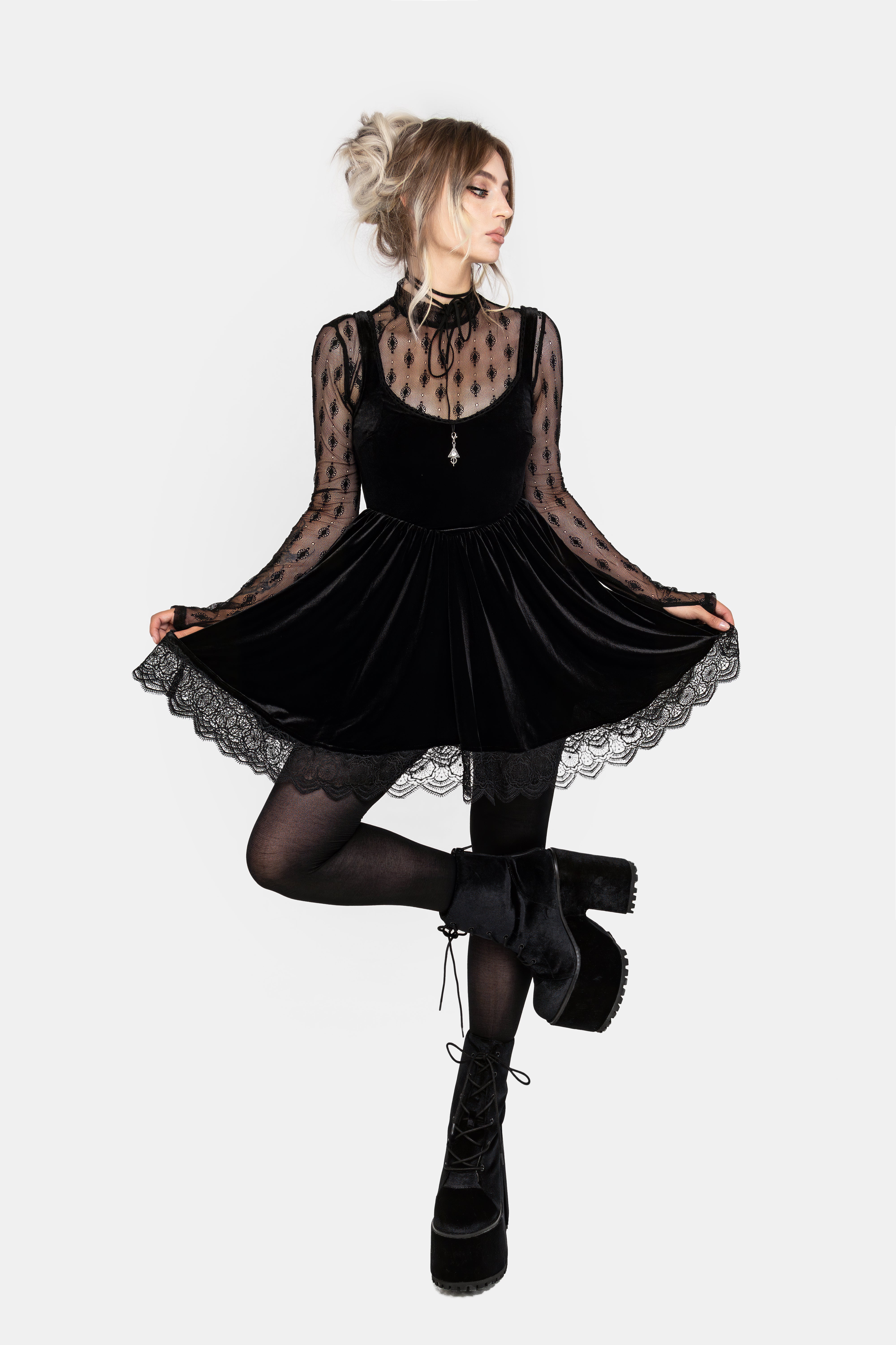 Essendi Long Sleeve Mesh Top | Disturbia - Shop Women's Gothic