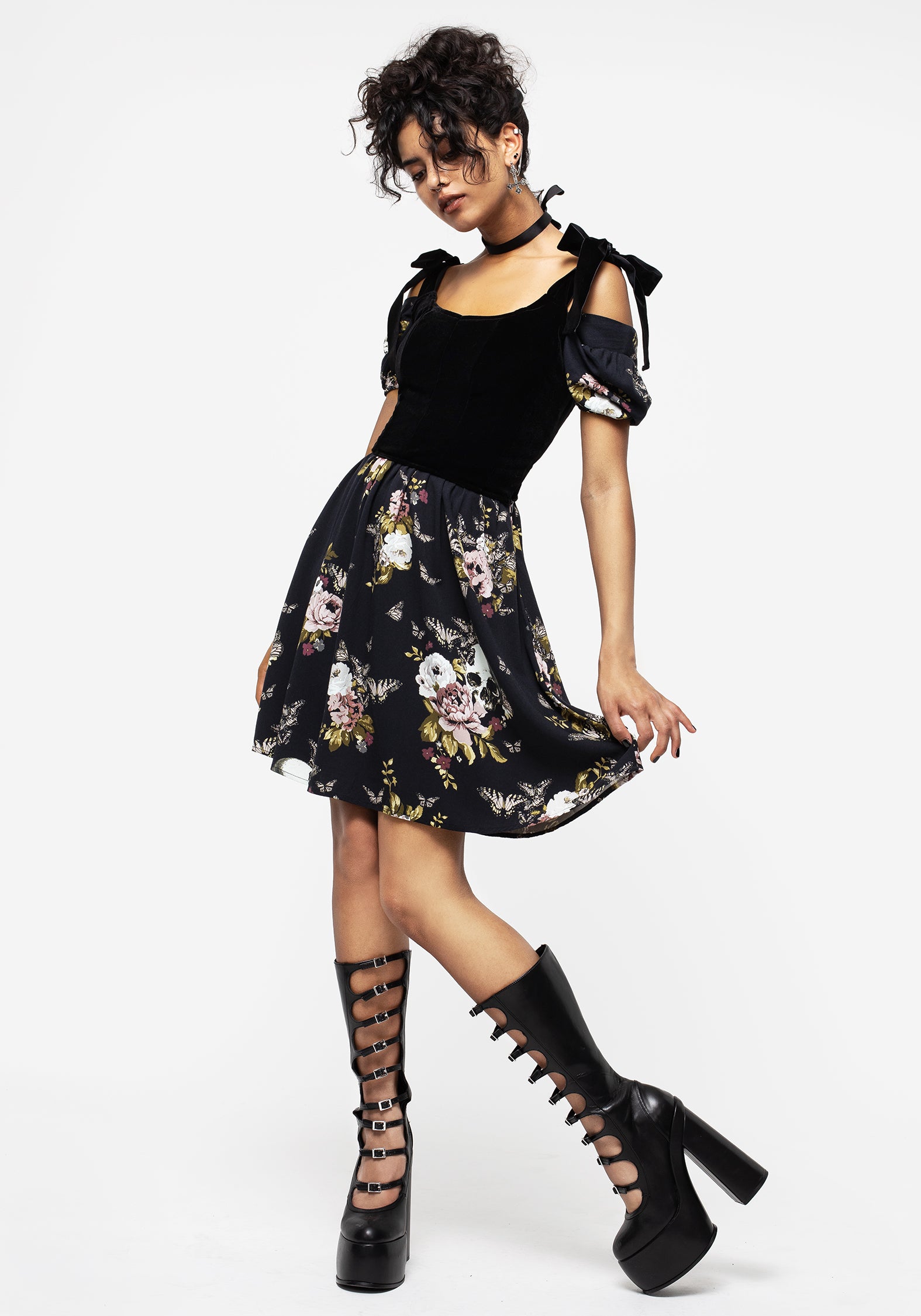 Lisette Velour Tie Strap Corset Top | Disturbia - Shop Women's