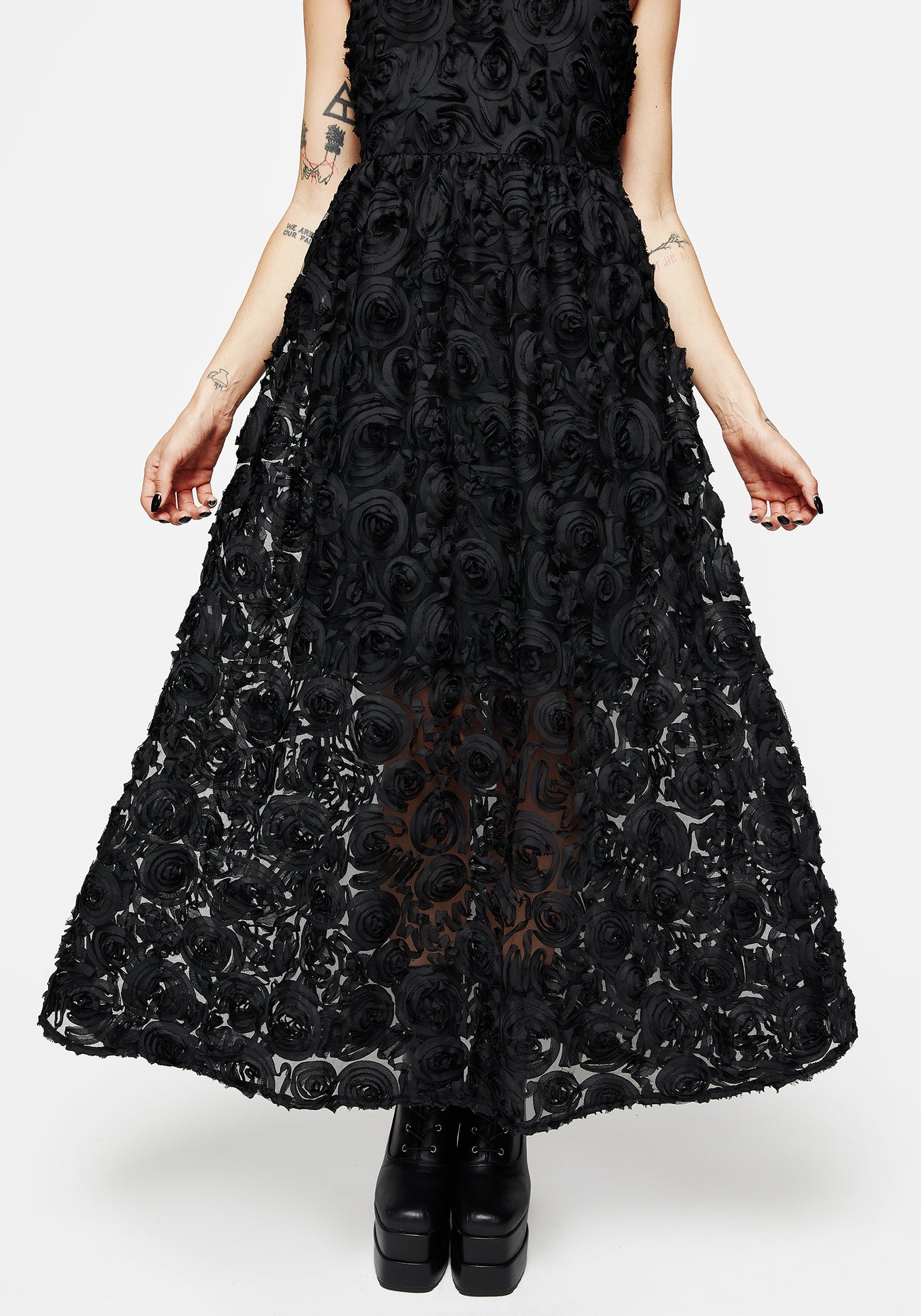 Rosehip Textured Mesh Midi Dress | Disturbia - Shop Women's Gothic