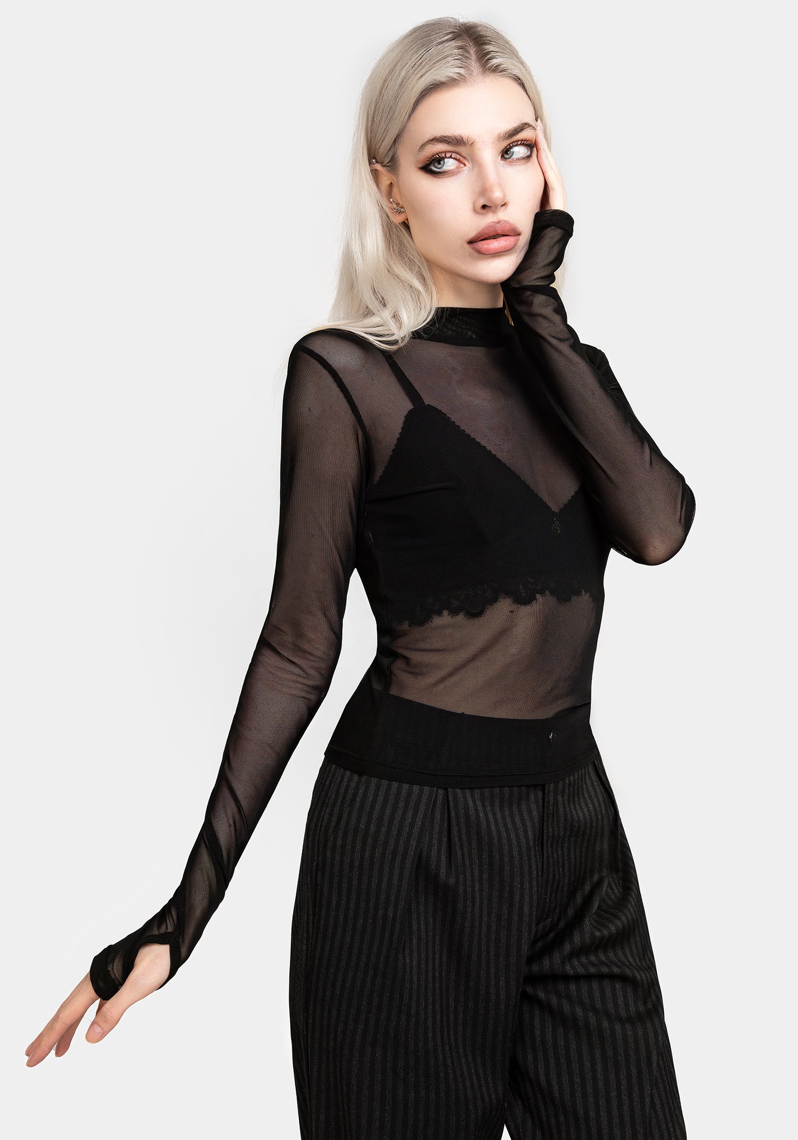 Necrosis High Neck Long Sleeve Mesh Top | Disturbia - Shop Women's