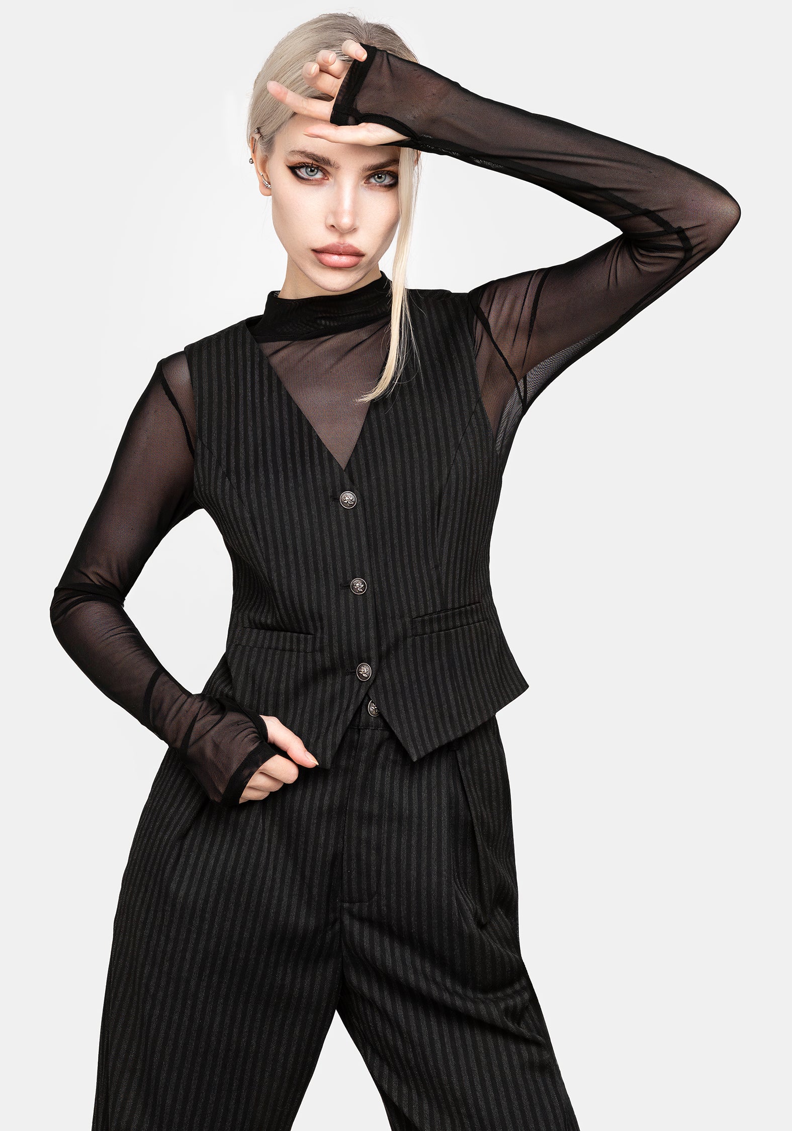 Necrosis High Neck Long Sleeve Mesh Top | Disturbia - Shop Women's