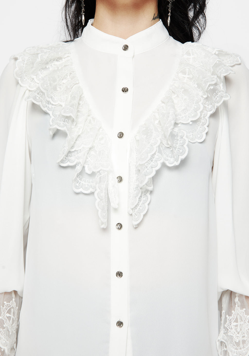 Constance Lace Frill Button Up Blouse Top | Disturbia - Shop Women's ...