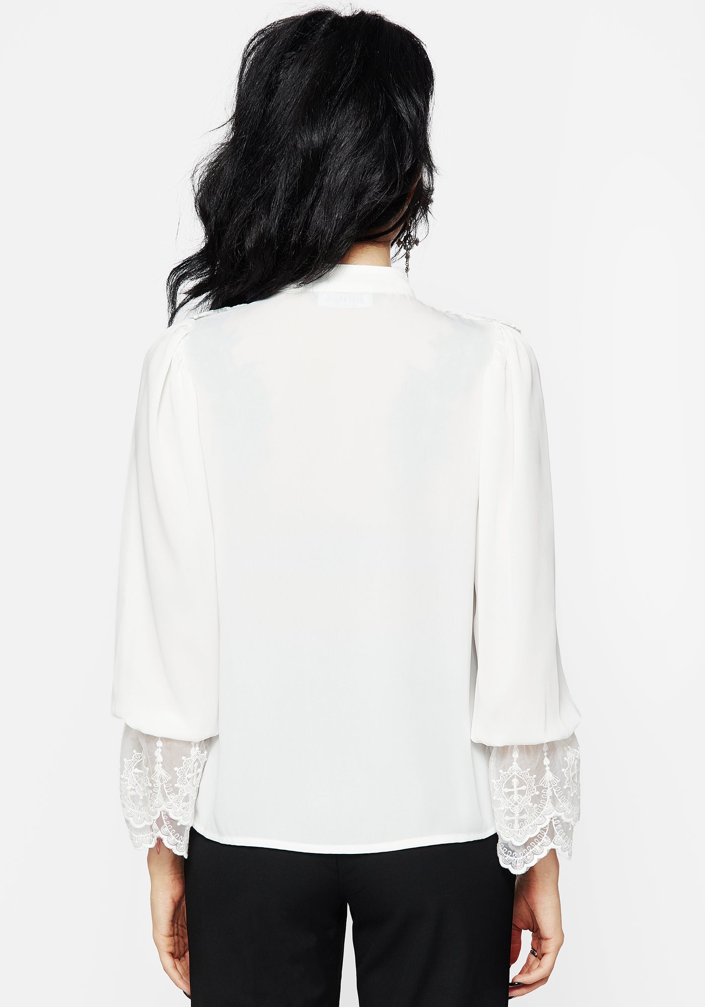 Constance Lace Frill Button Up Blouse Top | Disturbia - Shop