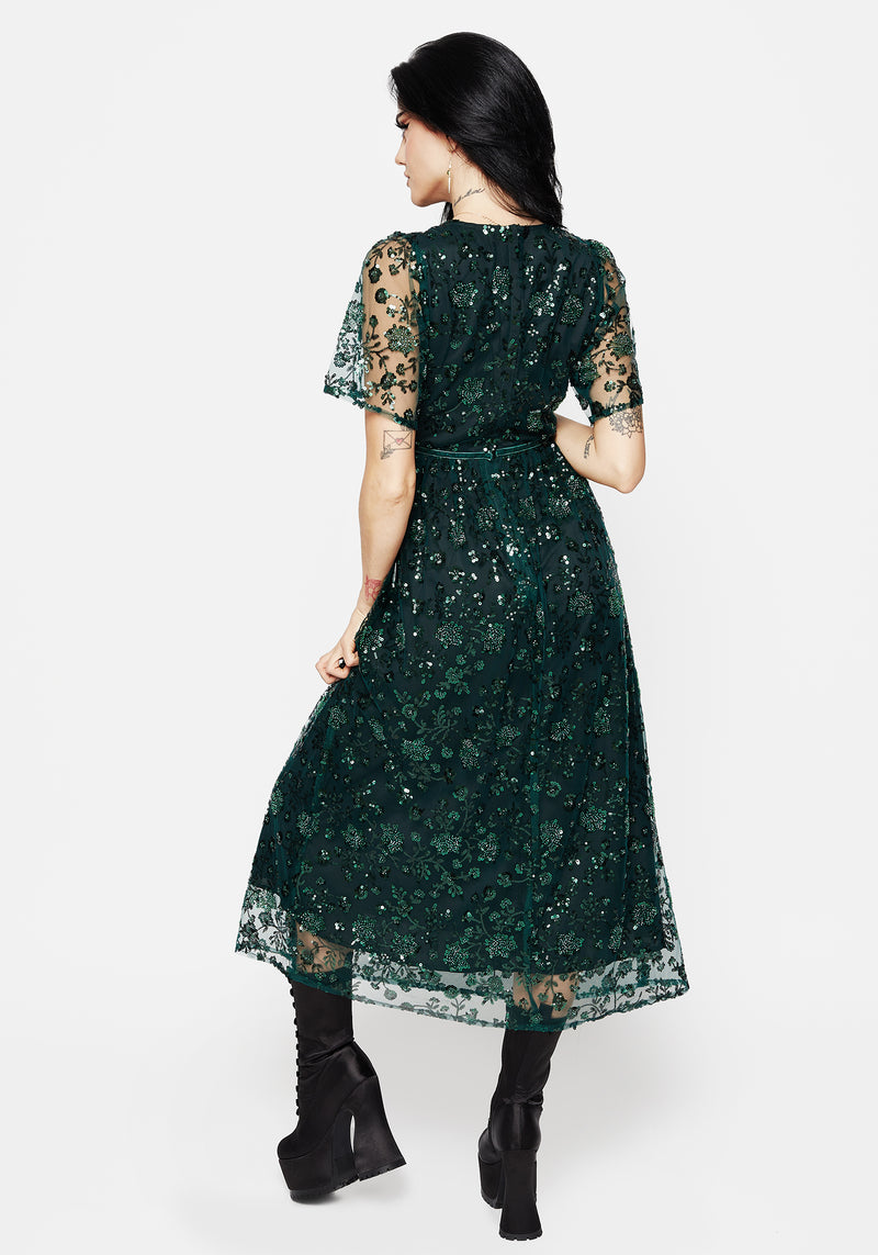 Glimmer Embroidered Sequin Lace Angel Sleeve Midaxi Dress | Disturbia - Shop Women's Gothic, Alternative & Dark Romantic Fashion, Accessories & Homeware Glimmer Embroidered Sequin Lace Angel Sleeve Midaxi Dress | Disturbia - Shop Women's Gothic, Alternative & Dark Romantic Fashion, Accessories & Homeware