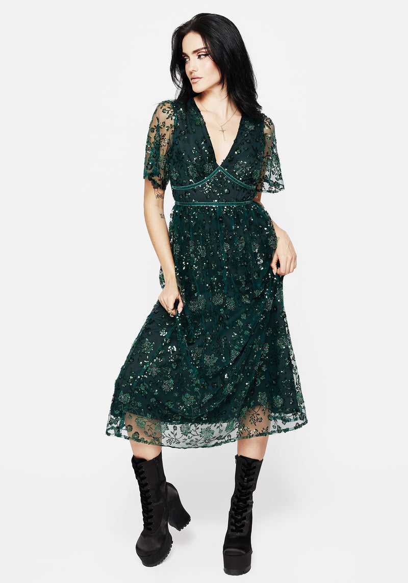 Glimmer Embroidered Sequin Lace Angel Sleeve Midaxi Dress | Disturbia - Shop Women's Gothic, Alternative & Dark Romantic Fashion, Accessories & Homeware Glimmer Embroidered Sequin Lace Angel Sleeve Midaxi Dress | Disturbia - Shop Women's Gothic, Alternative & Dark Romantic Fashion, Accessories & Homeware