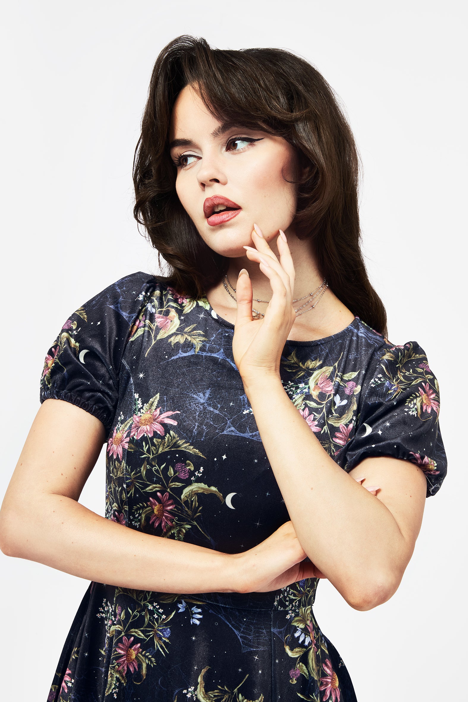 Cleome Floral Spiderweb Velour Mini Dress | Disturbia - Shop