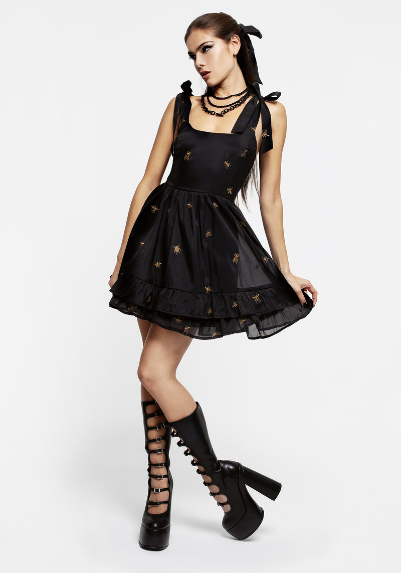 Insectarium Embroidered Organza Tiered Corset Mini Dress | Disturbia - Shop Women's Gothic, Alternative & Dark Romantic Fashion, Accessories & Homeware Insectarium Embroidered Organza Tiered Corset Mini Dress | Disturbia - Shop Women's Gothic, Alternative & Dark Romantic Fashion, Accessories & Homeware
